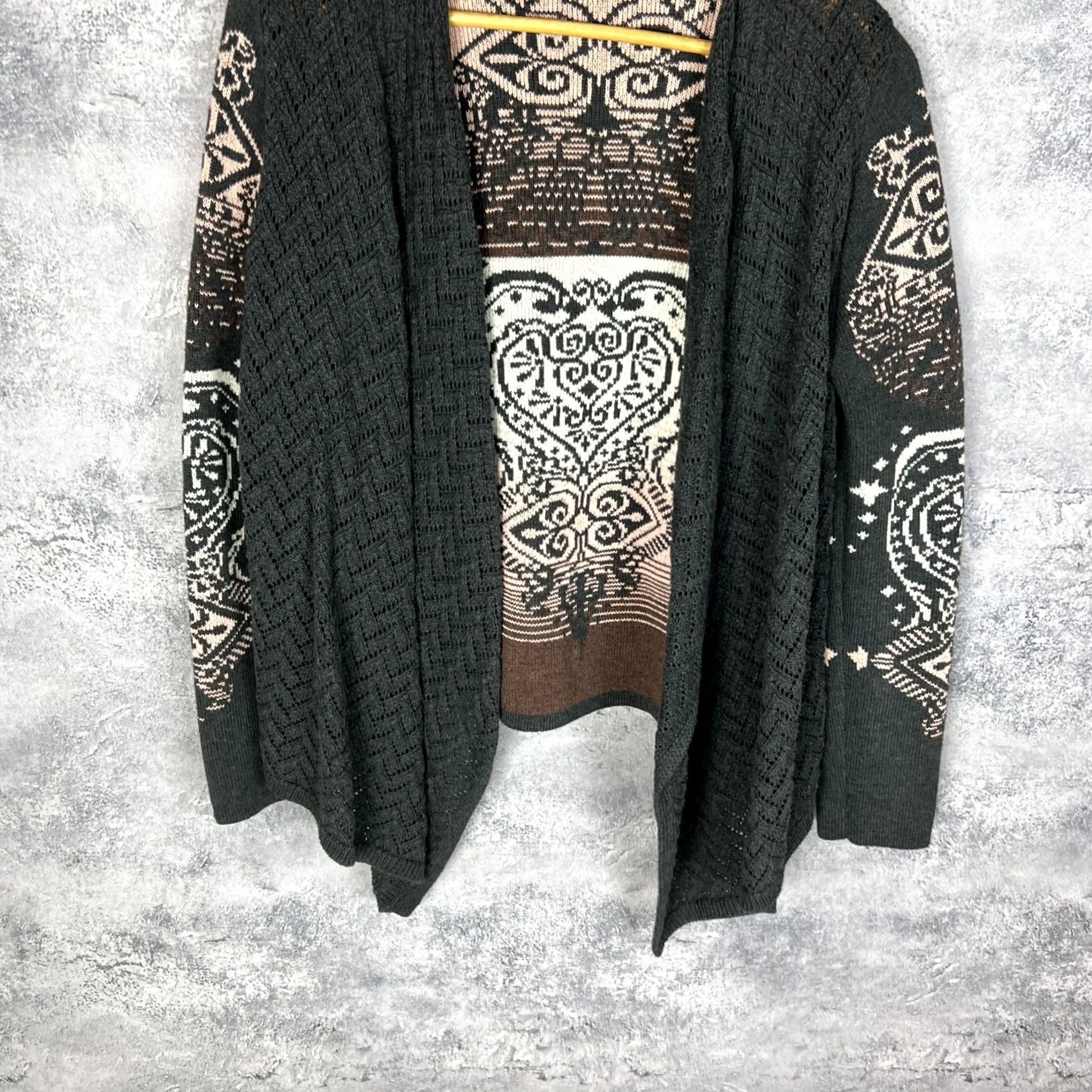 Vintage Odd Molly Cardigan Sweater Beige Patterned Open Front Cotton Size 1 Womens Size XS / US 0-2 / IT 36-38 - 3 Thumbnail