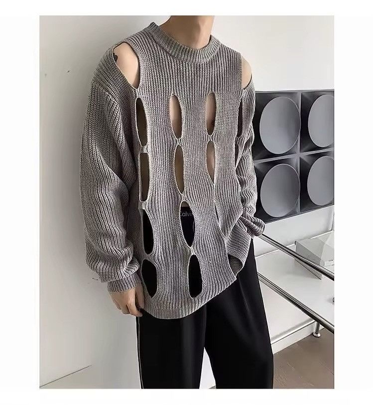 Other Streetwear Knitted Punk Hole Loose Sweater Pullover Size US L / EU 52-54 / 3 - 2 Thumbnail
