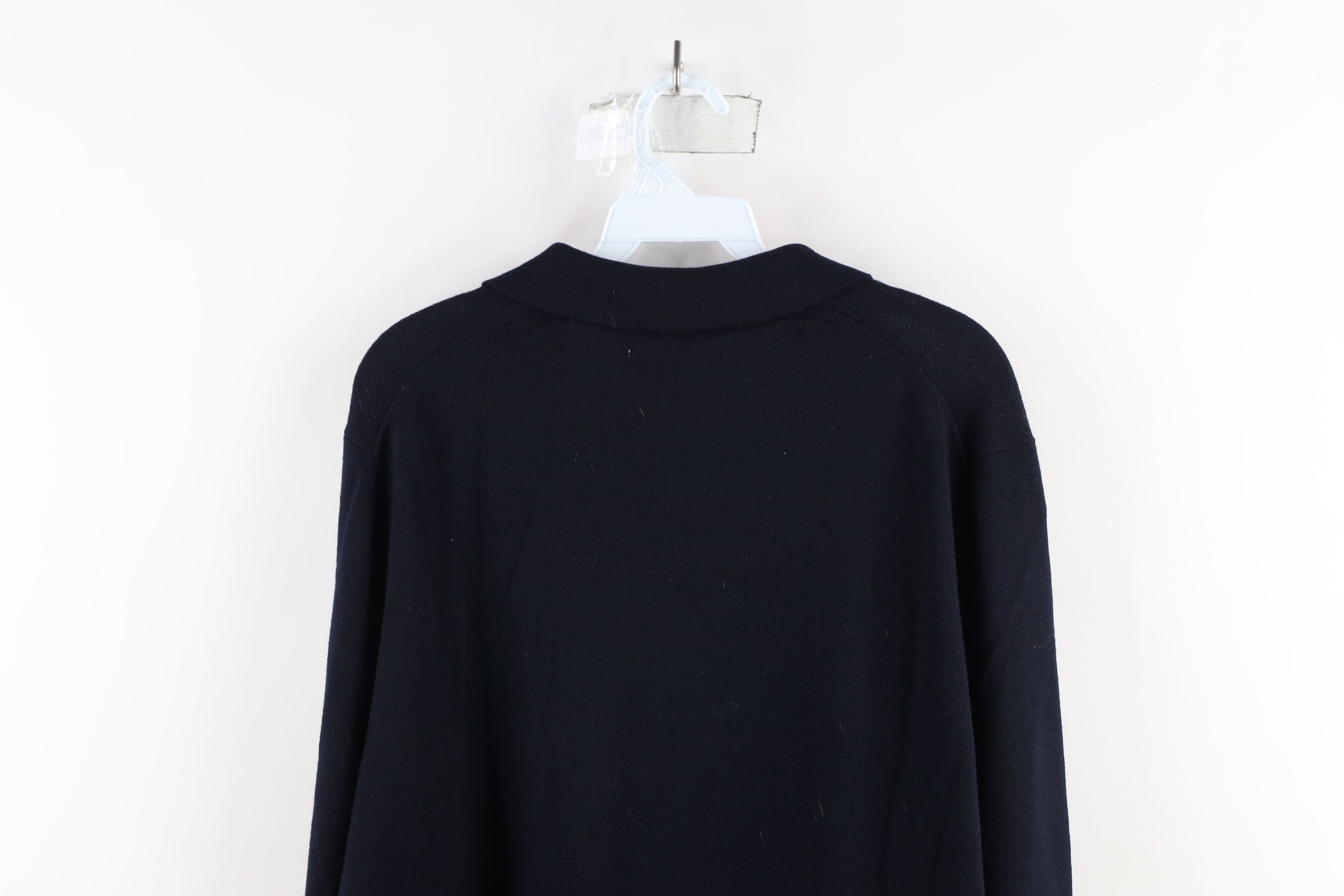 Vintage Vintage 90s Streetwear Blank Wool Knit Collared Sweater Blue Size US XL / EU 56 / 4 - 10 Thumbnail