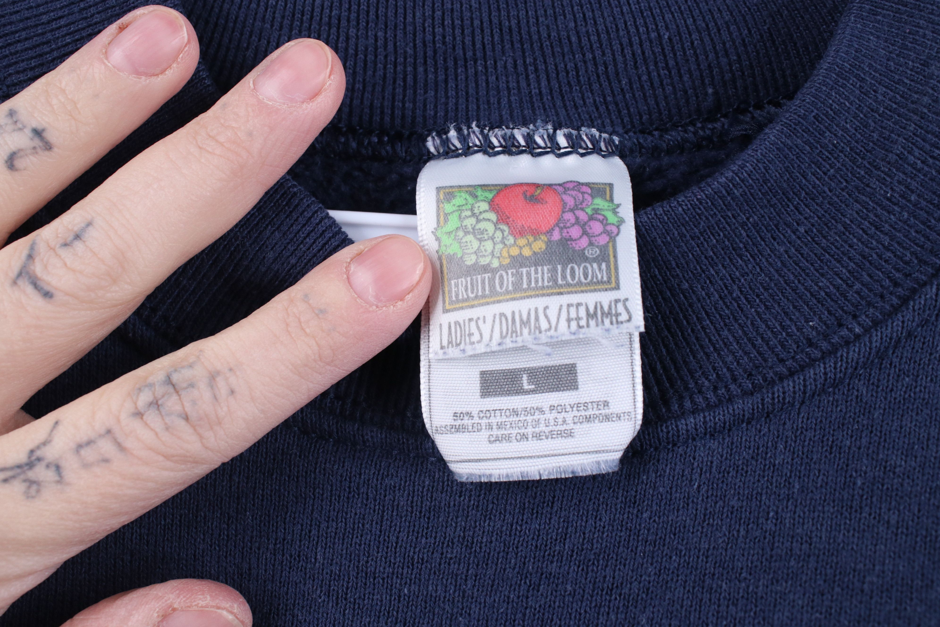 Vintage Vintage 90s Streetwear Blank Crewneck Sweatshirt Navy Blue Size L / US 10 / IT 46 - 4 Thumbnail