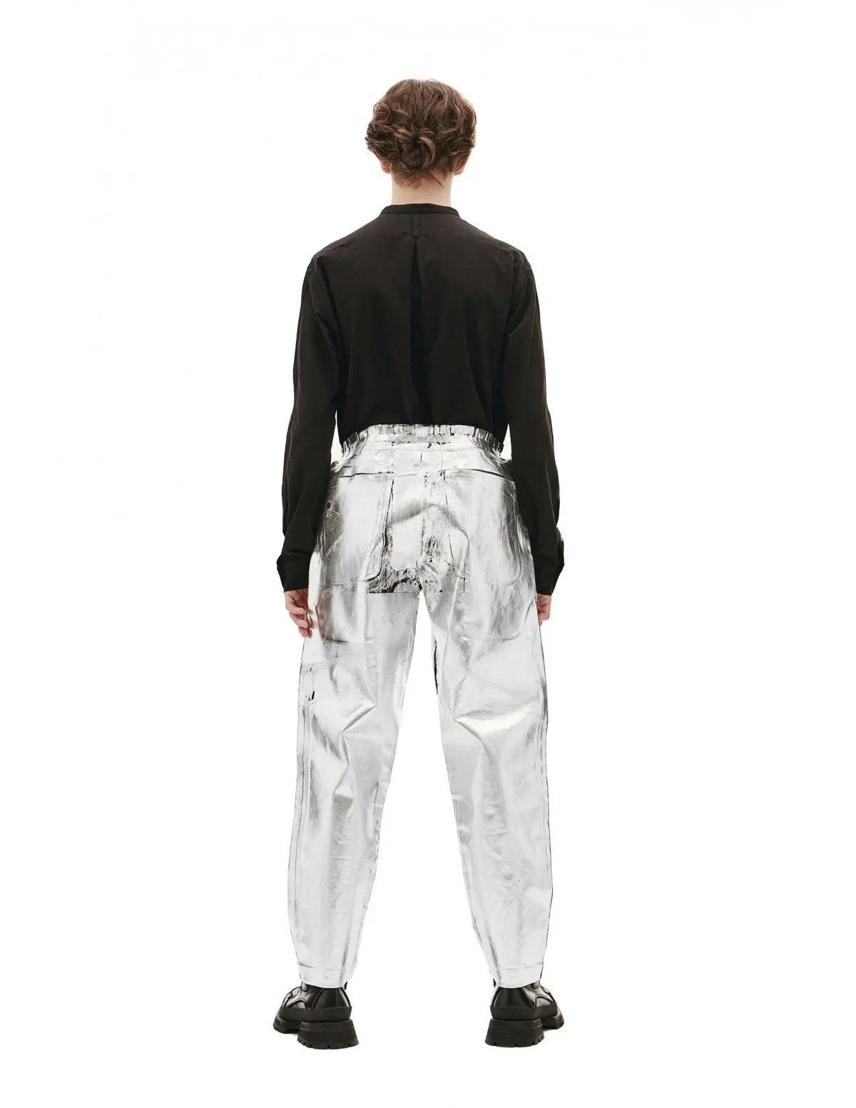Comme des Garcons COMME DES GARCONS Pants Painted Metallic Silver Grunge A7471 Size US 32 / EU 48 - 2 Thumbnail