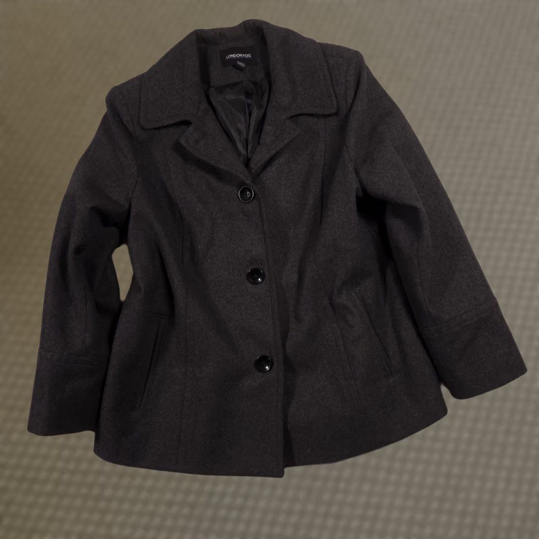 London Fog London Fog Coat Womens XL Gray Wool Blend Single Breasted Lined Button Front Pockets Mid-Length Casual Business Mens Womens Size XL / US 12-14 / IT 48-50 - 1 Thumbnail