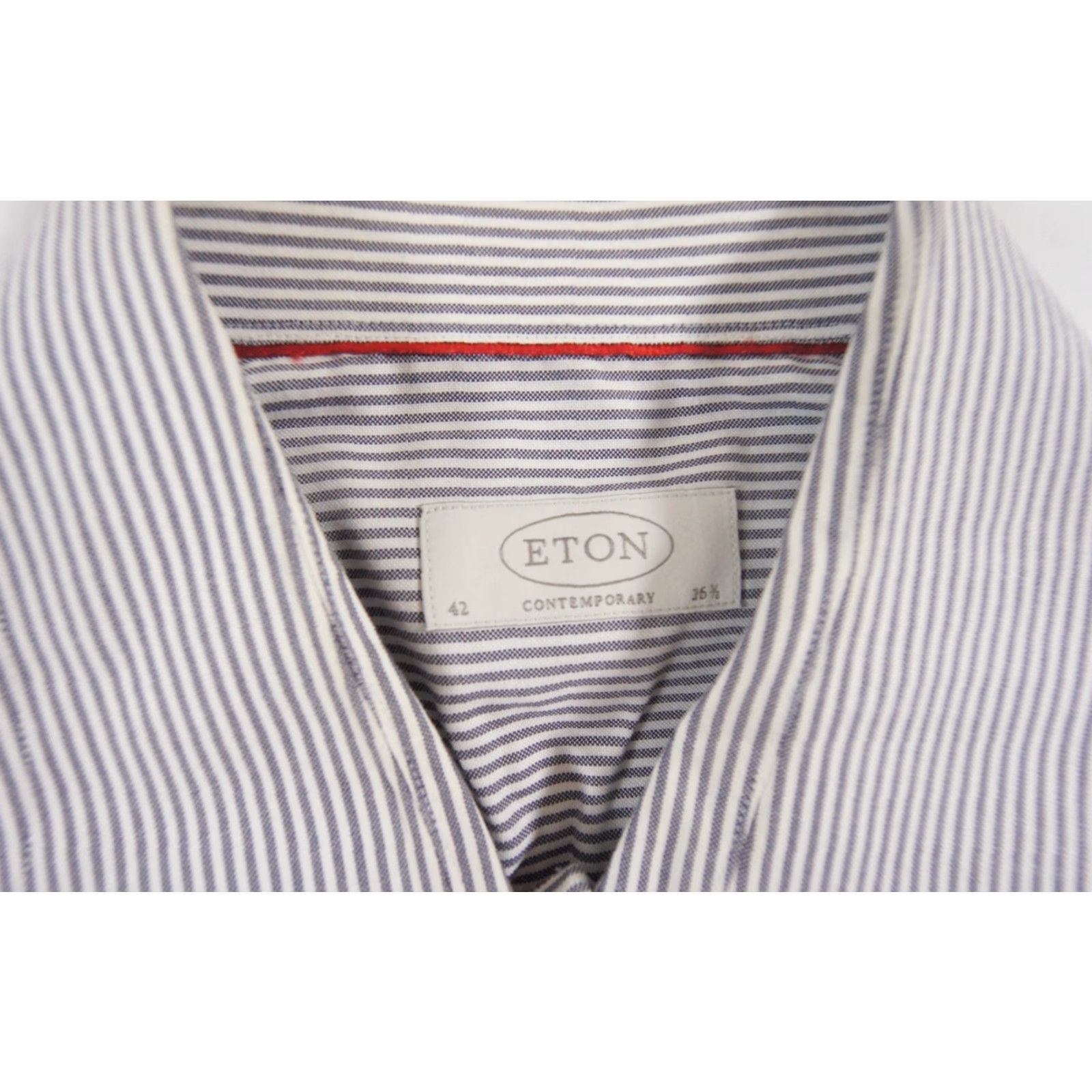Eton VINTAGE ETON Men's Shirt Long Sleeve Button Up Gray Cotton Business Casual Formal 42 Size 42R - 4 Thumbnail
