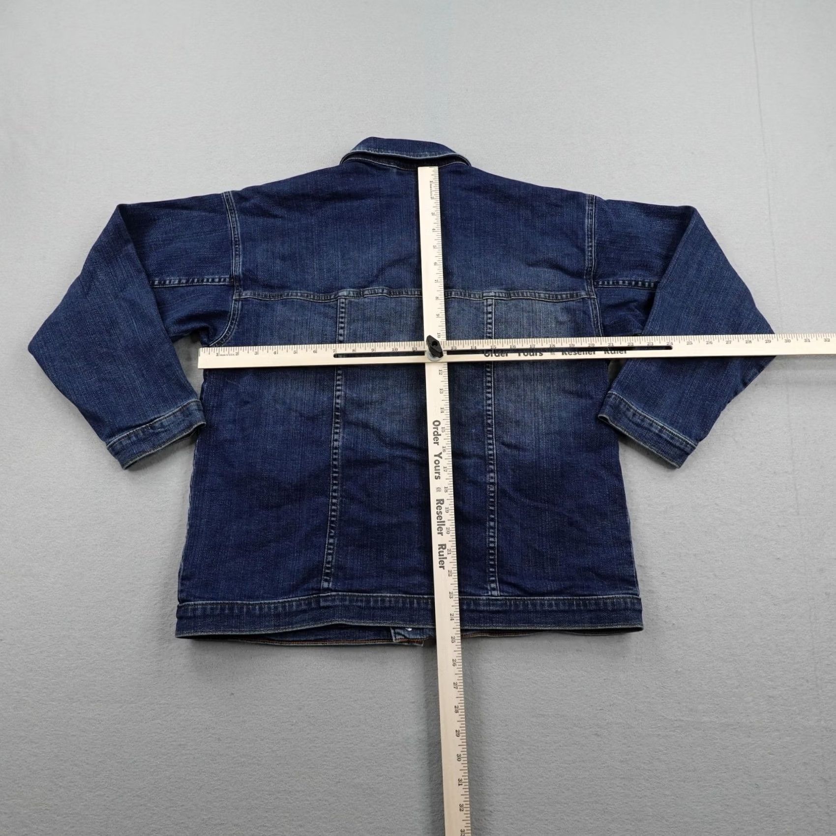 Eileen Fisher Eileen Fisher Womens Petite Large Blue Denim Jean Trucker Jacket Coat Button Up Size 32" / US 10 / IT 46 - 4 Thumbnail