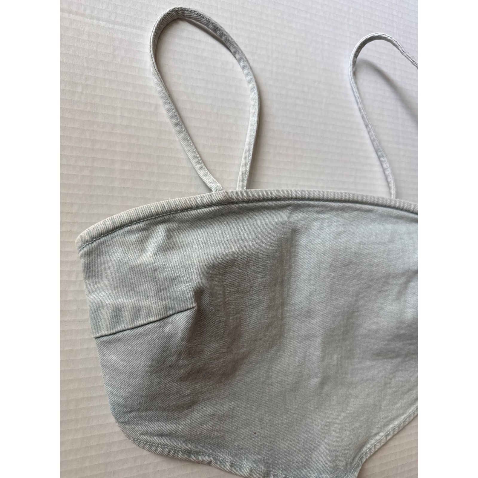 Zara NWT Zara blue denim bandana crop top spaghetti straps zip Size M / US 6-8 / IT 42-44 - 5 Thumbnail