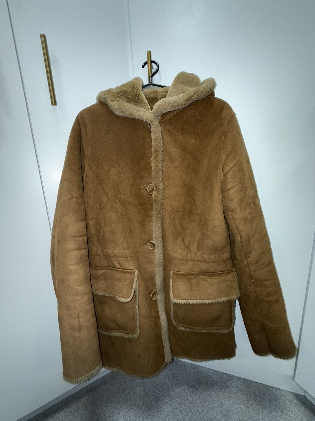 Vintage Vintage Shearling Hooded Coat – Brown Suede – Size 38 Size M / US 6-8 / IT 42-44 - 1 Thumbnail