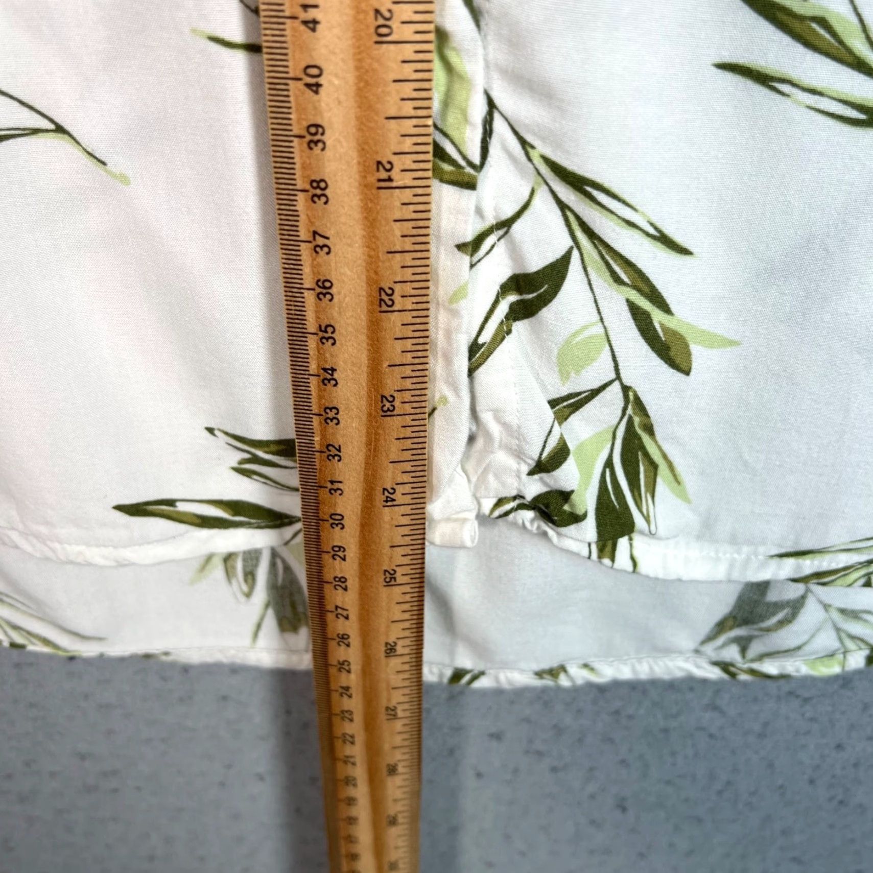 Vintage Piyama Womens XS Leaf Print Button-Up Shirt - Short Sleeve, White, Rayon, Casual, Regular Size, Button Size XS / US 0-2 / IT 36-38 - 6 Thumbnail