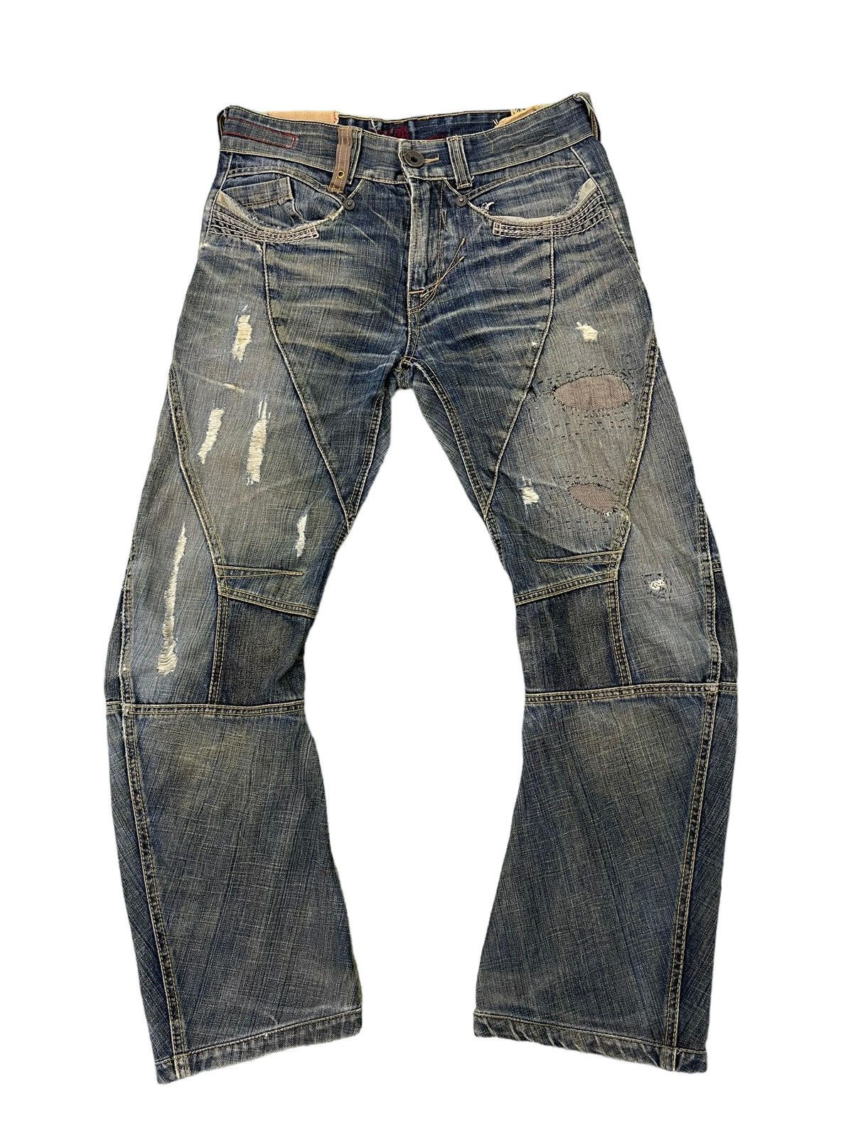 Japanese Brand Curv Leg Jeans Tough Jeans Faded Distress Regular 6🟦4 Size US 32 / EU 48 - 1 Thumbnail