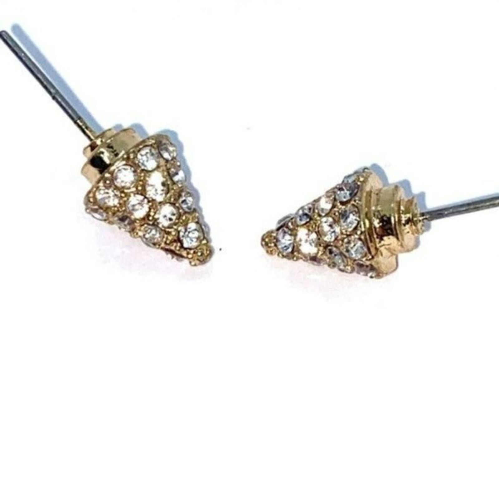 Handmade Christmas Tree Gold-Tone Rhinestone Stud Earrings Size ONE SIZE - 7 Thumbnail