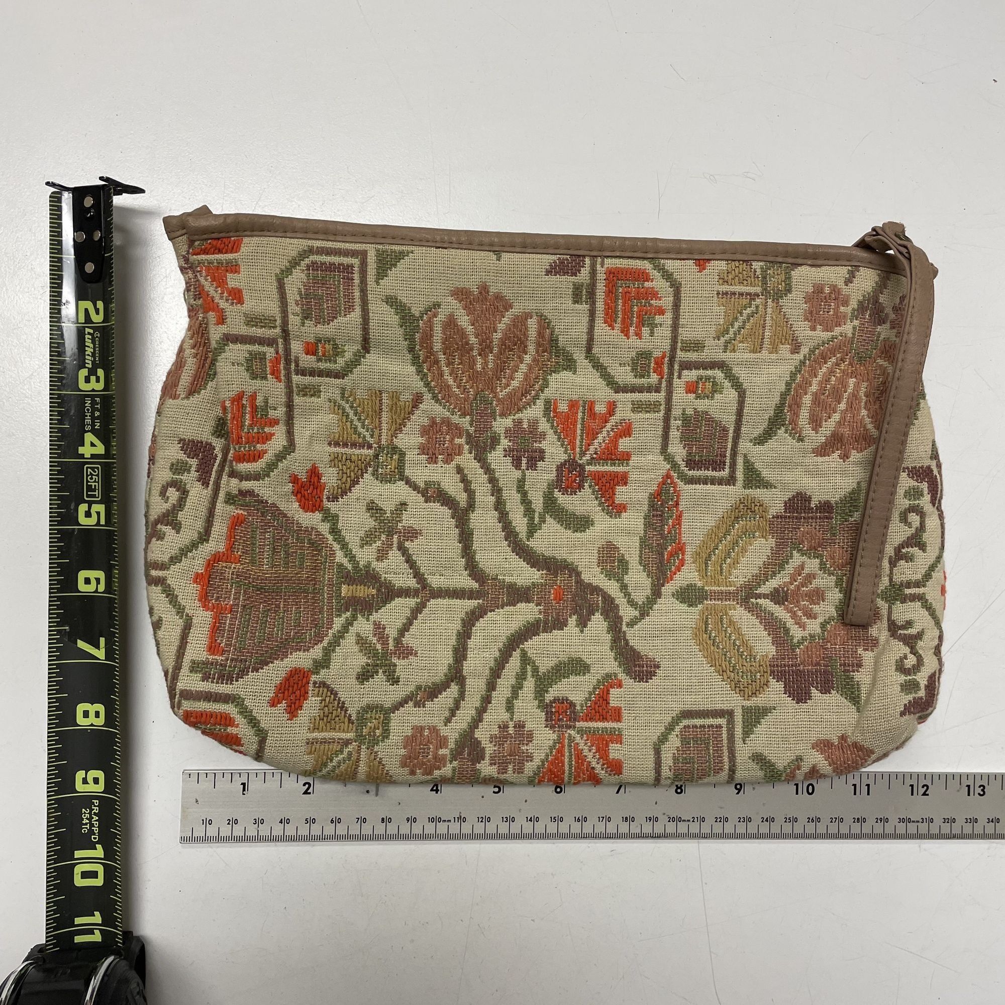 Other Vtg MoD NEEDLEPOINT Clutch Orange HandBag FLORAL Purse Size ONE SIZE - 10 Thumbnail