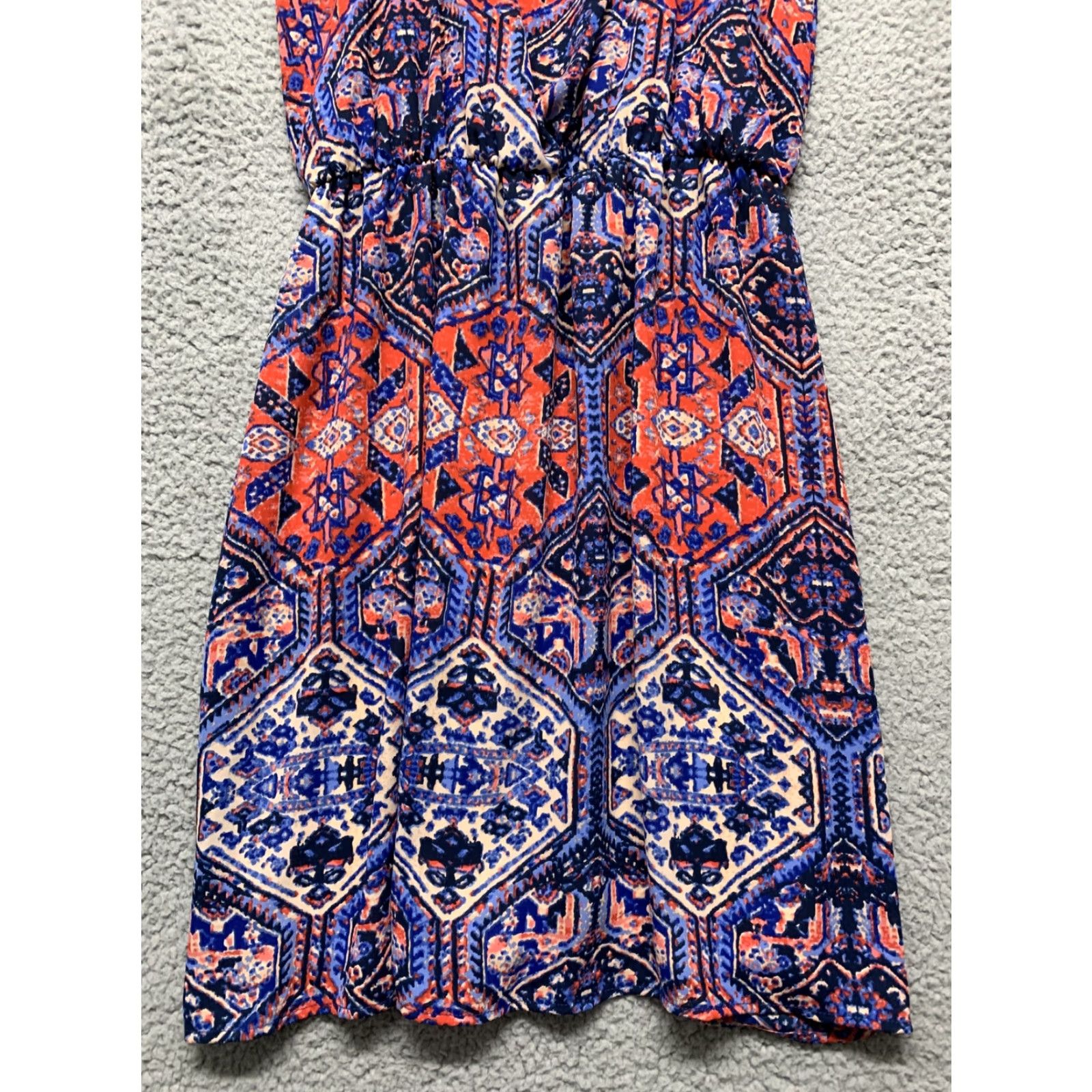 Vintage Everly Dress NWT Womens S Red Blue Ivory Spaghetti Strap Lined Elastic Waist Knee Length USA Sundress Vintage: No Size S / US 4 / IT 40 - 3 Thumbnail