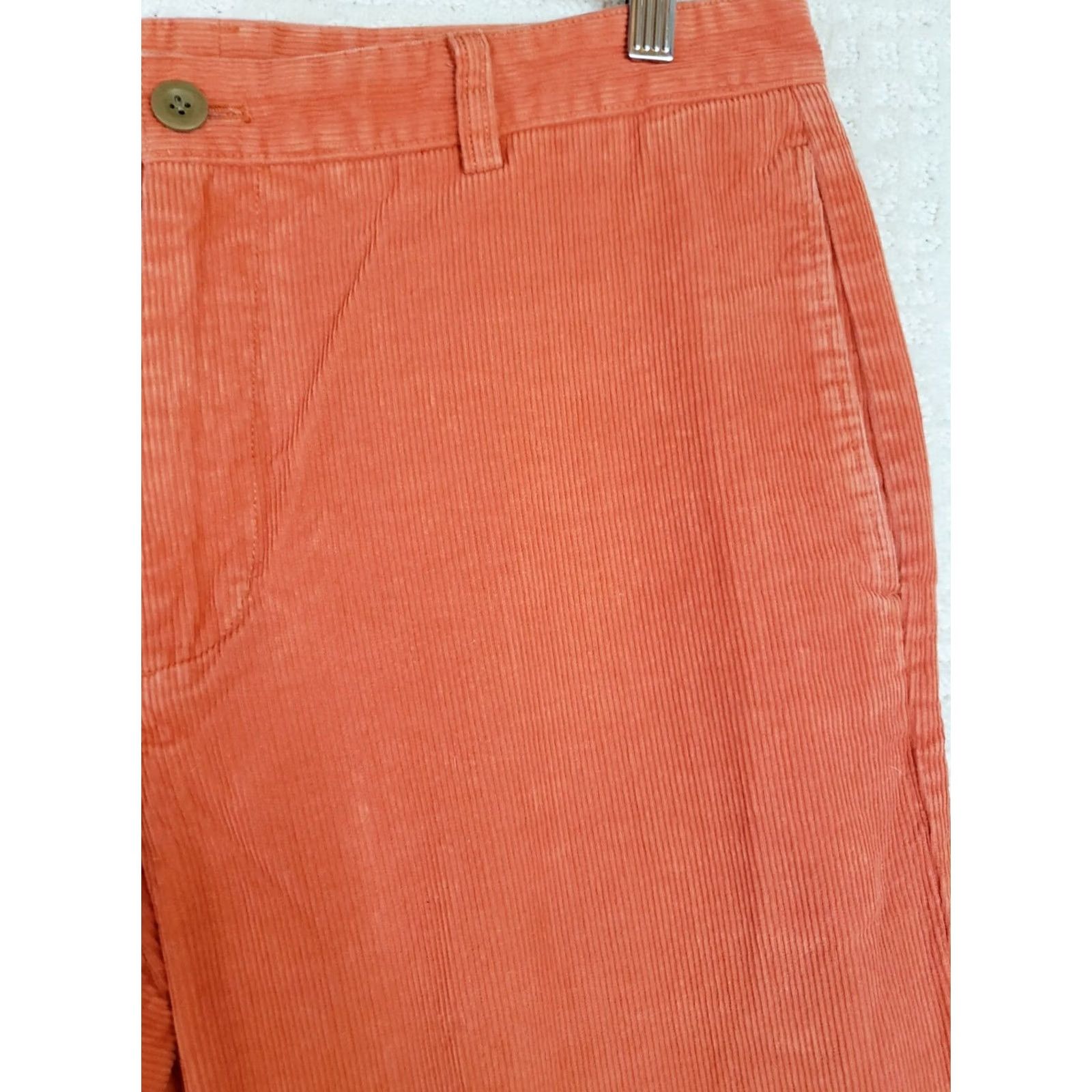 Vineyard Vines Vineyard Vines Pants Mens 35x29 Orange Corduroy Straight Flat Front Chino Zip Casual Modern Regular Mens Size US 35 - 6 Thumbnail