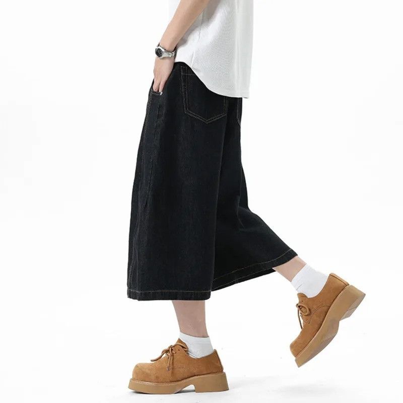 Jean Solid Color Denim Shorts Men Straight Baggy Fit Size US 34 / EU 50 - 3 Thumbnail