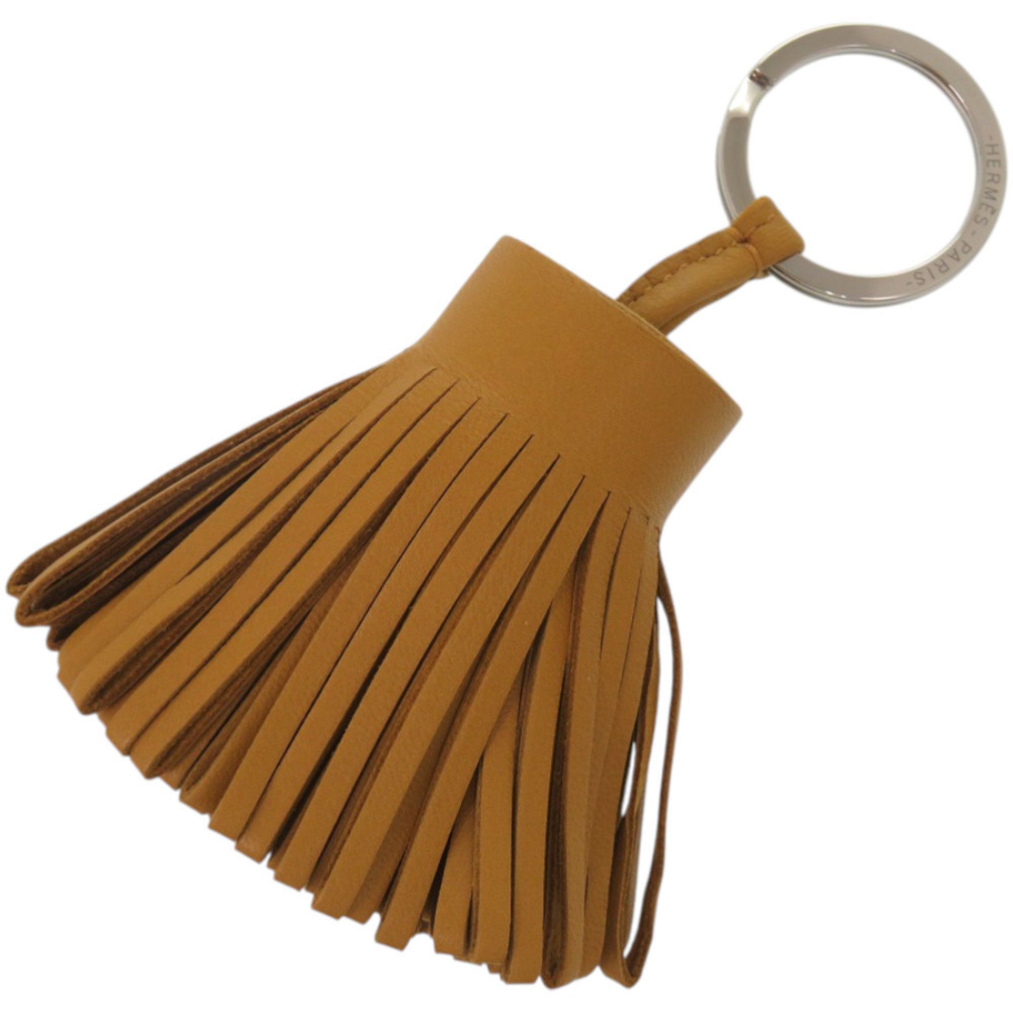 Hermes Like New Hermes Accessory Bag Charm Fringe Keychain Agneau Milo Sesame Brown Carmen U Stamp 0004HERMES Size ONE SIZE - 1 Thumbnail