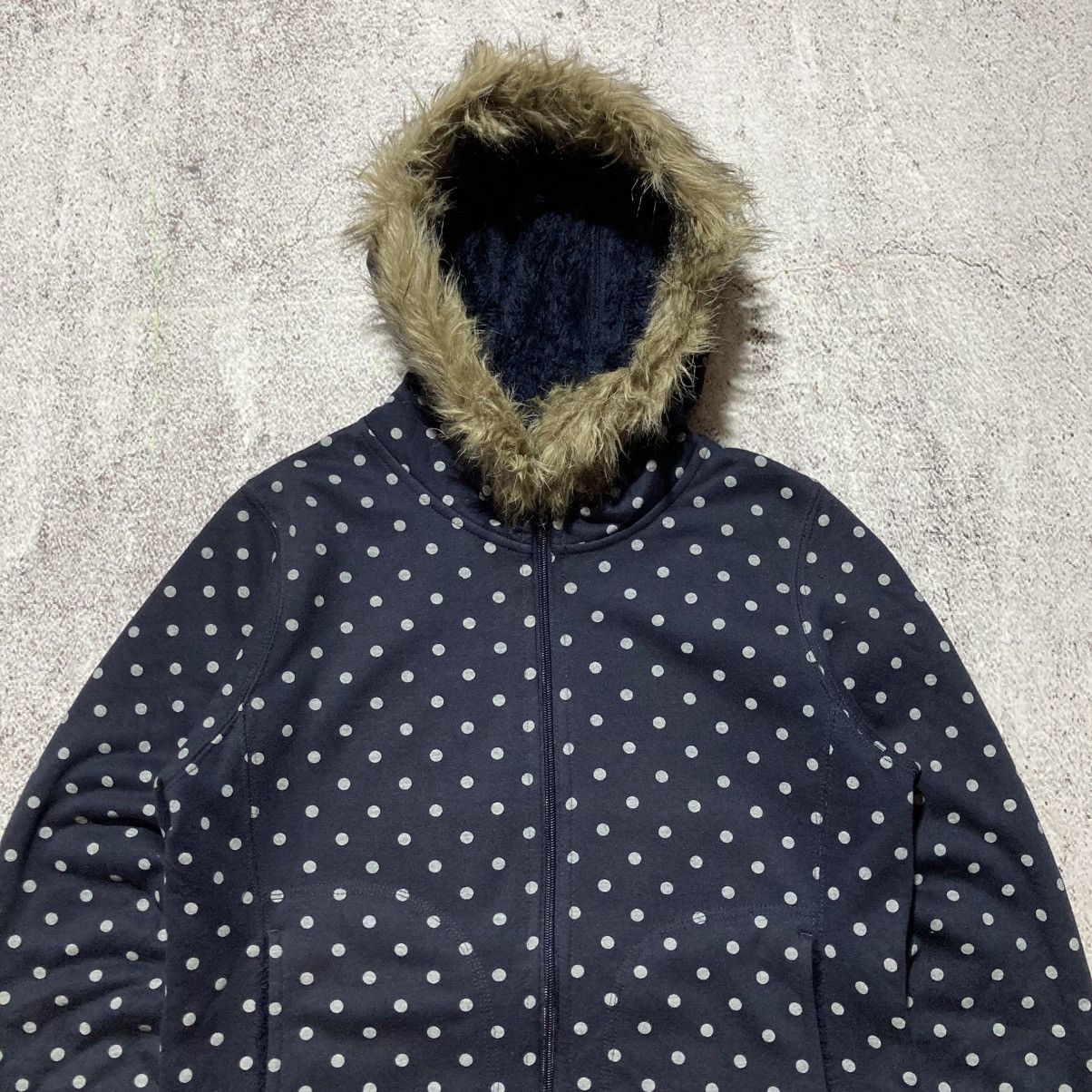 Japanese Brand 2000s GU Polkadot Motif Fur Ziphoodie Navy Lgb Ifsixwasnine Size US M / EU 48-50 / 2 - 2 Thumbnail