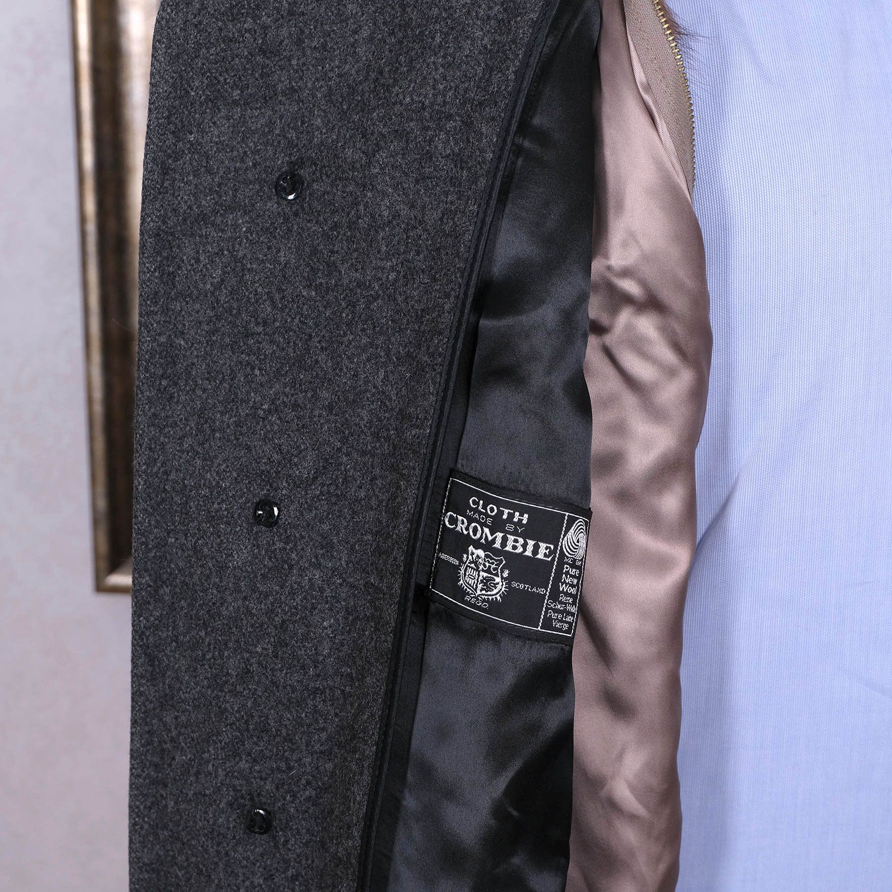 Other Odermark, Grey Coat, Size 48, Mink Fur Lining, Crombie Wool Size US XXL / EU 58 / 5 - 6 Thumbnail