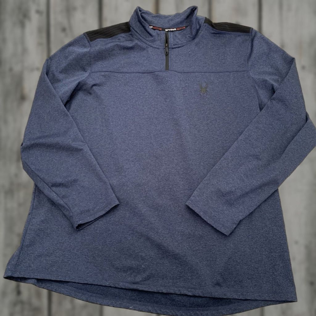 Spyder Spyder Mens Pullover 1/4 Zip XL Blue Black Logo Embroidered Activewear Shirt Long Sleeve Sports Outdoor Casual pullover Size US XL / EU 56 / 4 - 1 Thumbnail