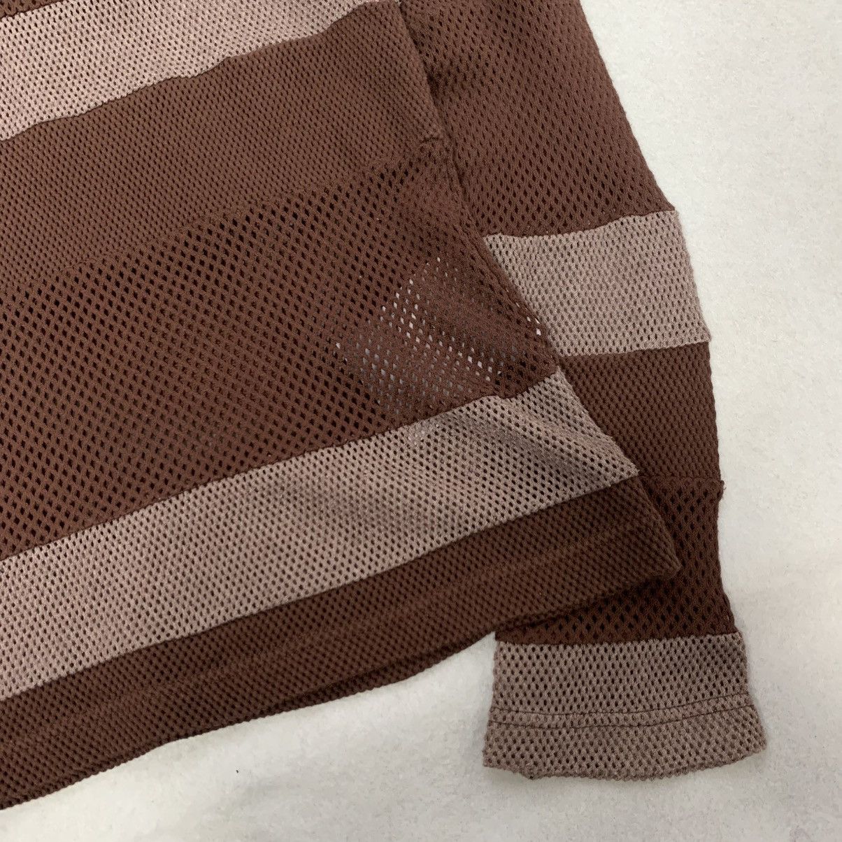 Comme Des Garcons Patchwork Mesh Striped Long Sleeve