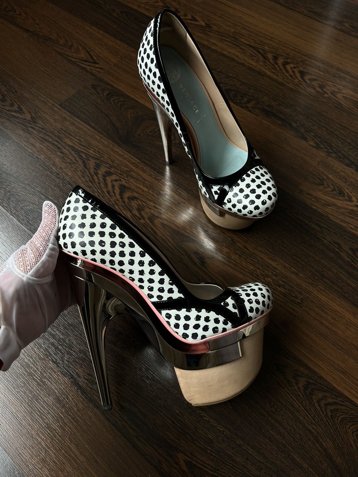 image of Versace Shoes With Very High Heels And Soles, Women's (Size 9)