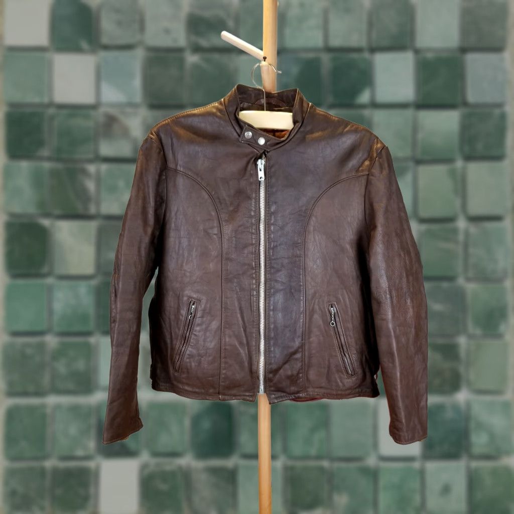 Schott VINTAGE Schott Brown Cafe Racer Motorcycle Leather Jacket SZ 48 Lined Men Jacket 70's Size US M / EU 48-50 / 2 - 1 Thumbnail