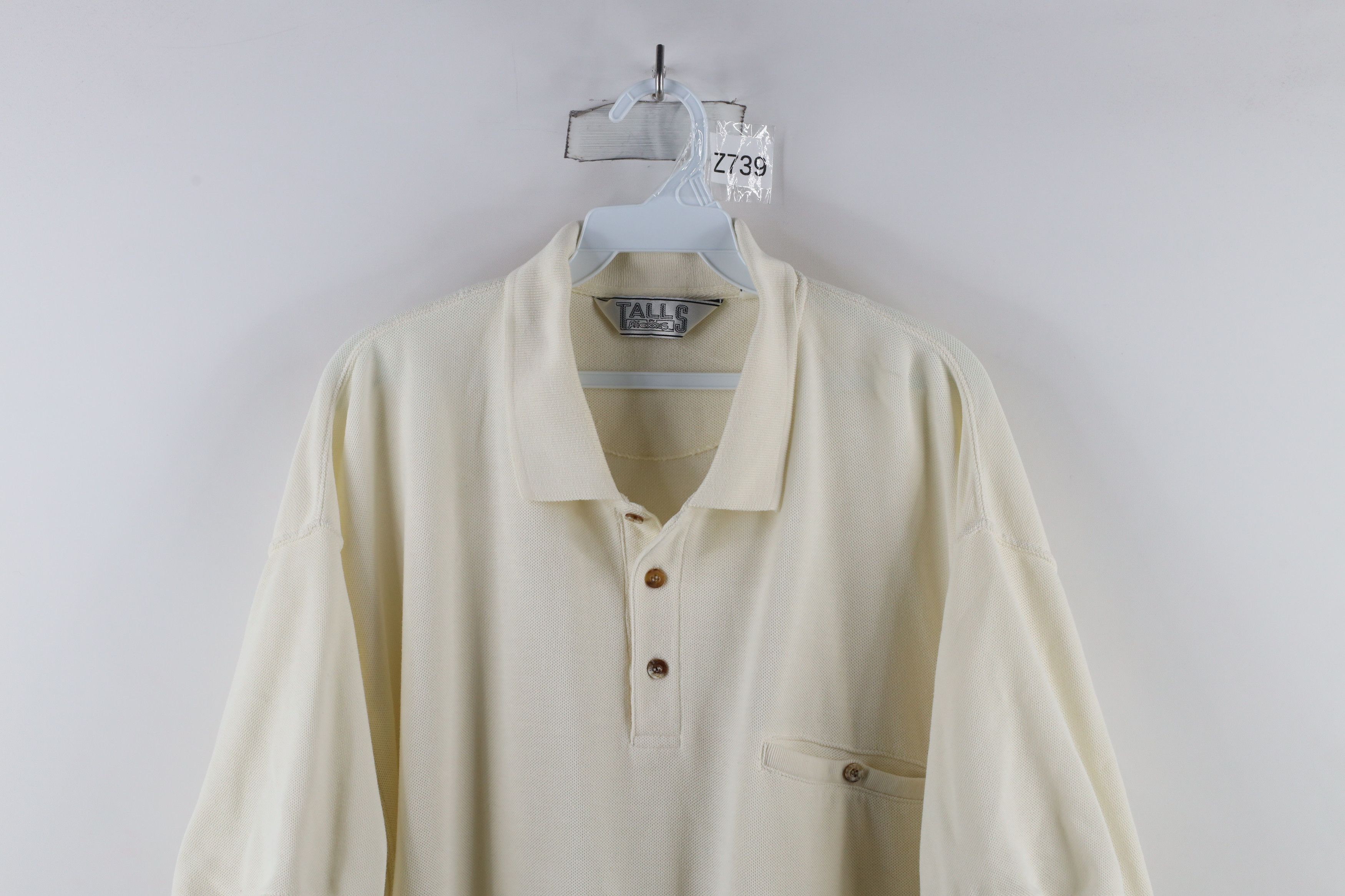 Vintage Vintage 90s Streetwear Pique Cotton Pullover Polo Cream Size US XXL / EU 58 / 5 - 2 Thumbnail