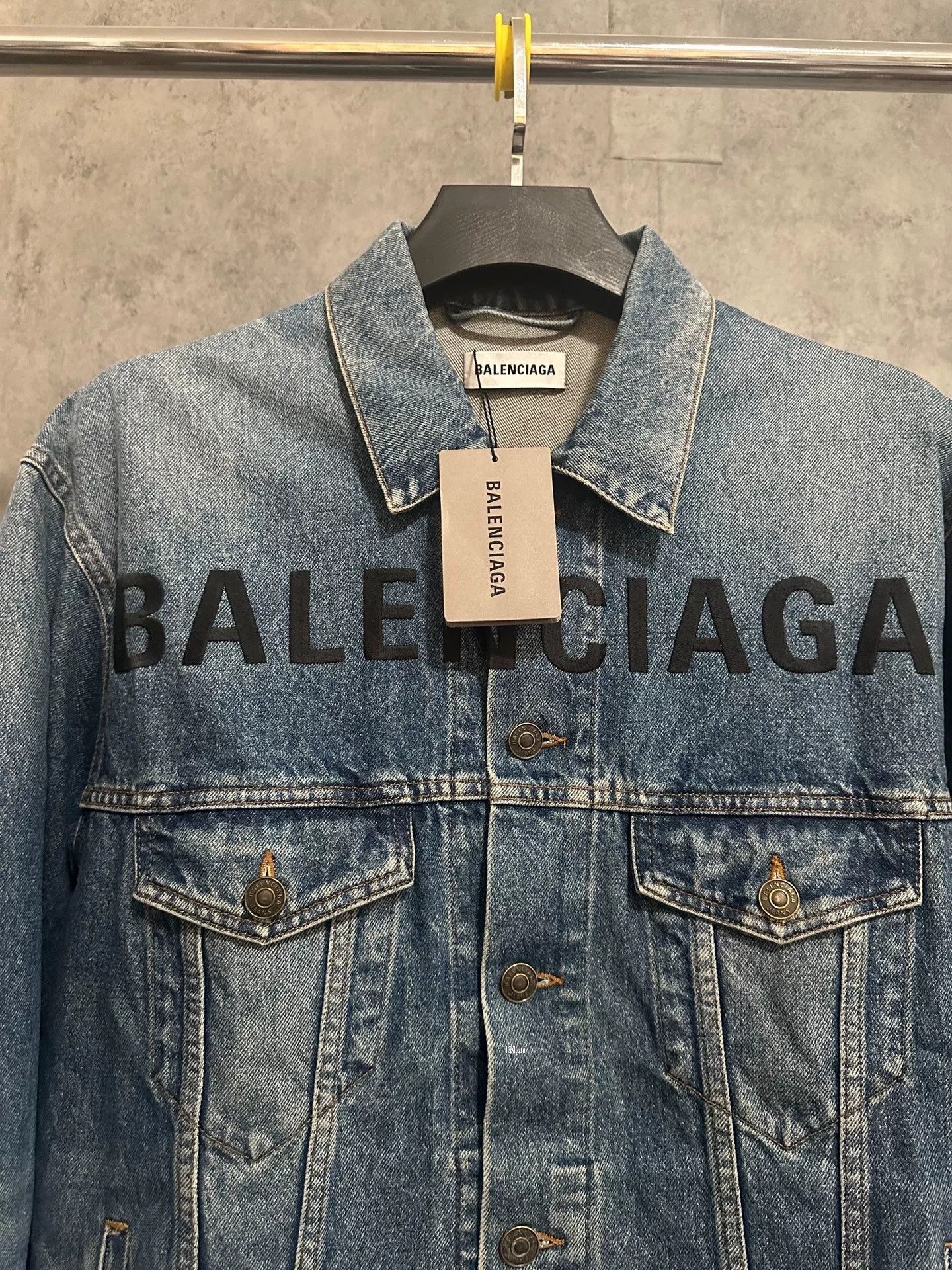 Balenciaga Balenciaga Embroidered Chest Letter Denim Jacket Size US M / EU 48-50 / 2 - 2 Thumbnail