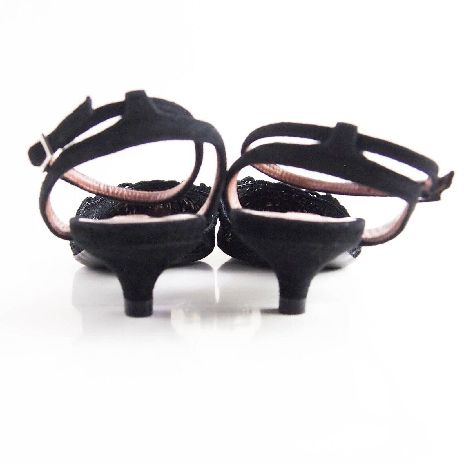 Designer Tabitha Simmons Sandals Black Lace Suede US 7 EU 37 Size US 7 / IT 37 - 6 Thumbnail