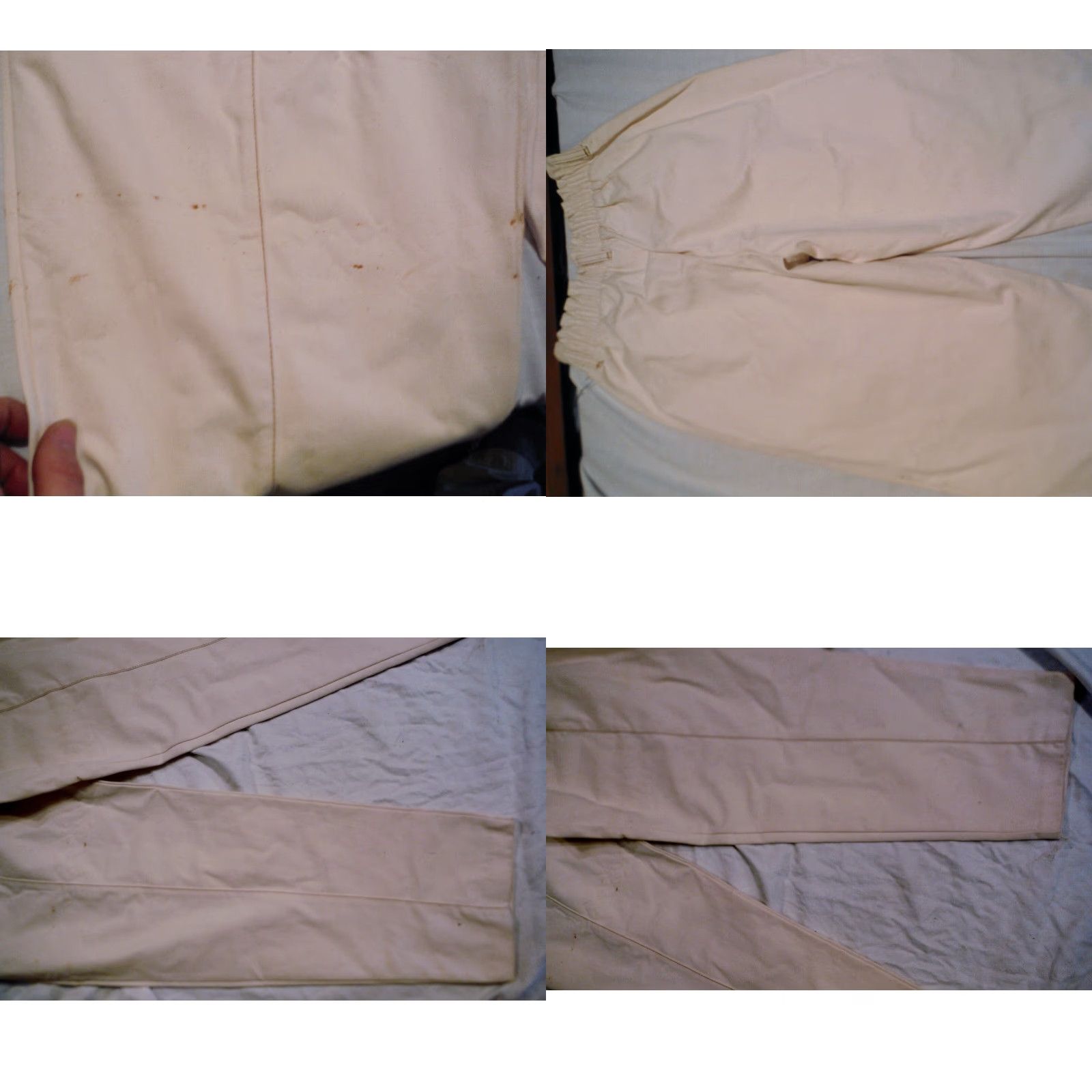 Vintage VINTAGE USA Made BOBBIE BROOKS Cream Cotton Linen Womens Medium Elastic Waist Pants Size 32" / US 10 / IT 46 - 8 Thumbnail