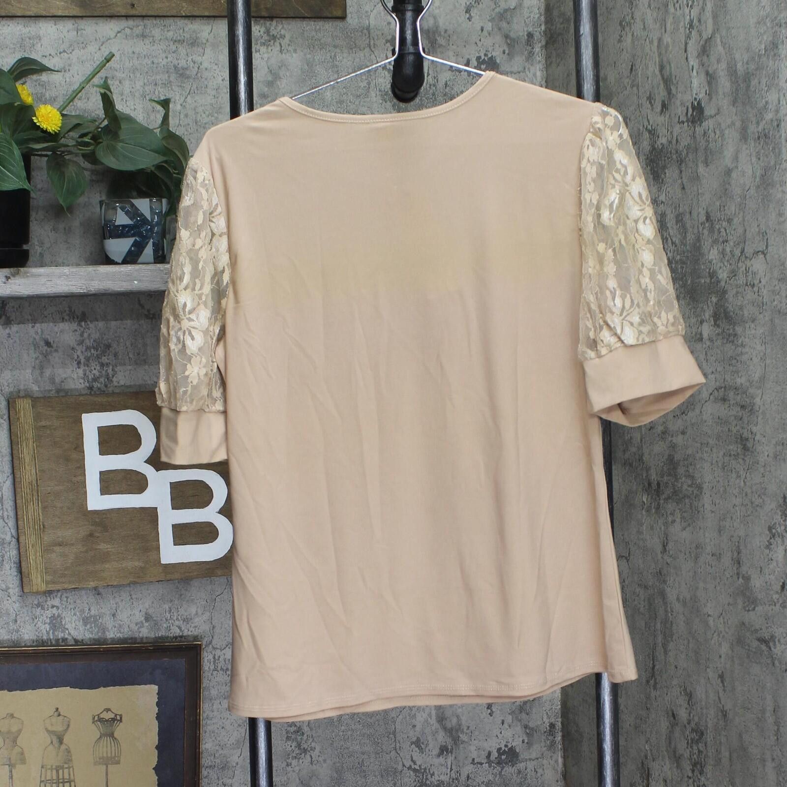 Other Nwt Ny Collection Trim Blouse Shirt Top Doeskin Brown Pl Size L / US 10 / IT 46 - 2 Thumbnail