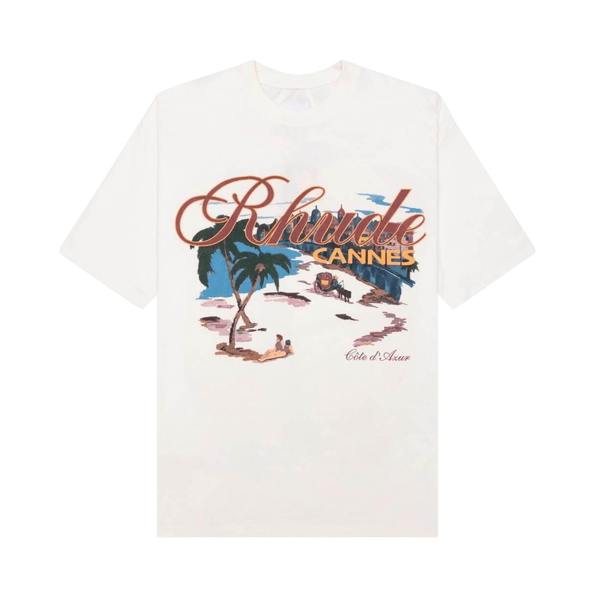 image of Rhude Cannes Beach Tee Vintage White, Men's (Size Large)