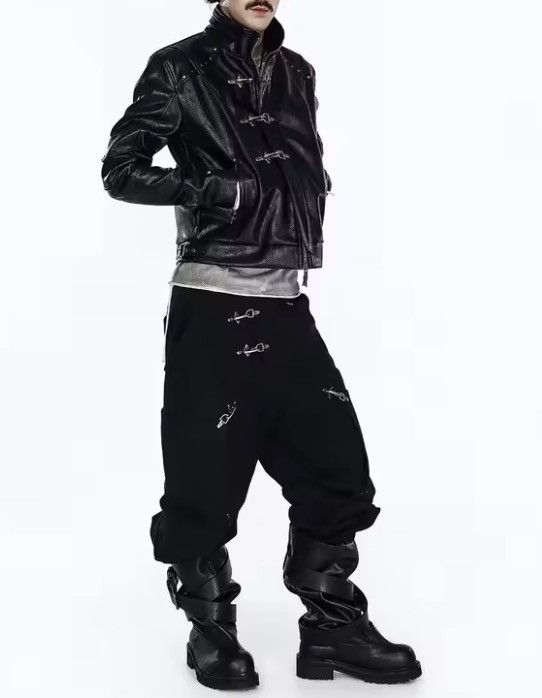 Japanese Brand Cyber Punk Metal Clasp PU Leather Jacket Industrial Crop Size US L / EU 52-54 / 3 - 2 Thumbnail