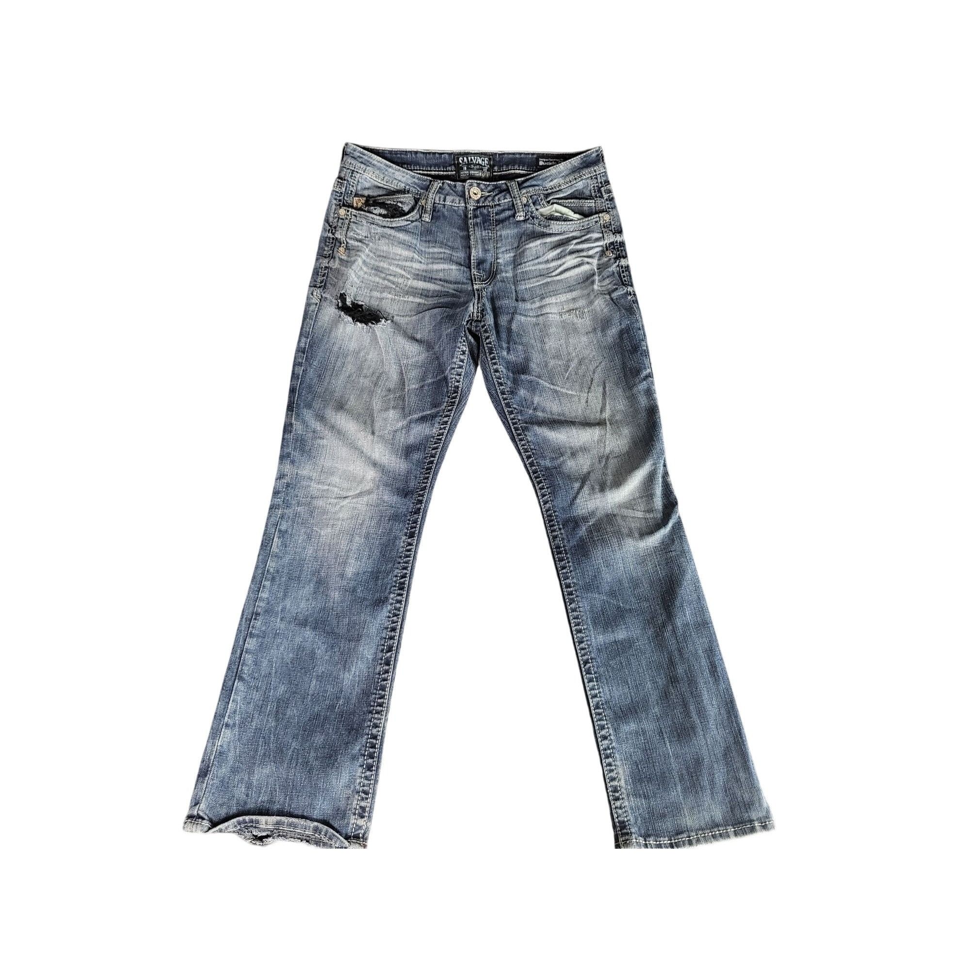 Salvage Salvage Mayhem Buckle Jeans Men Sz 33R Straight SLVG 23-460 Size US 33 - 1 Thumbnail