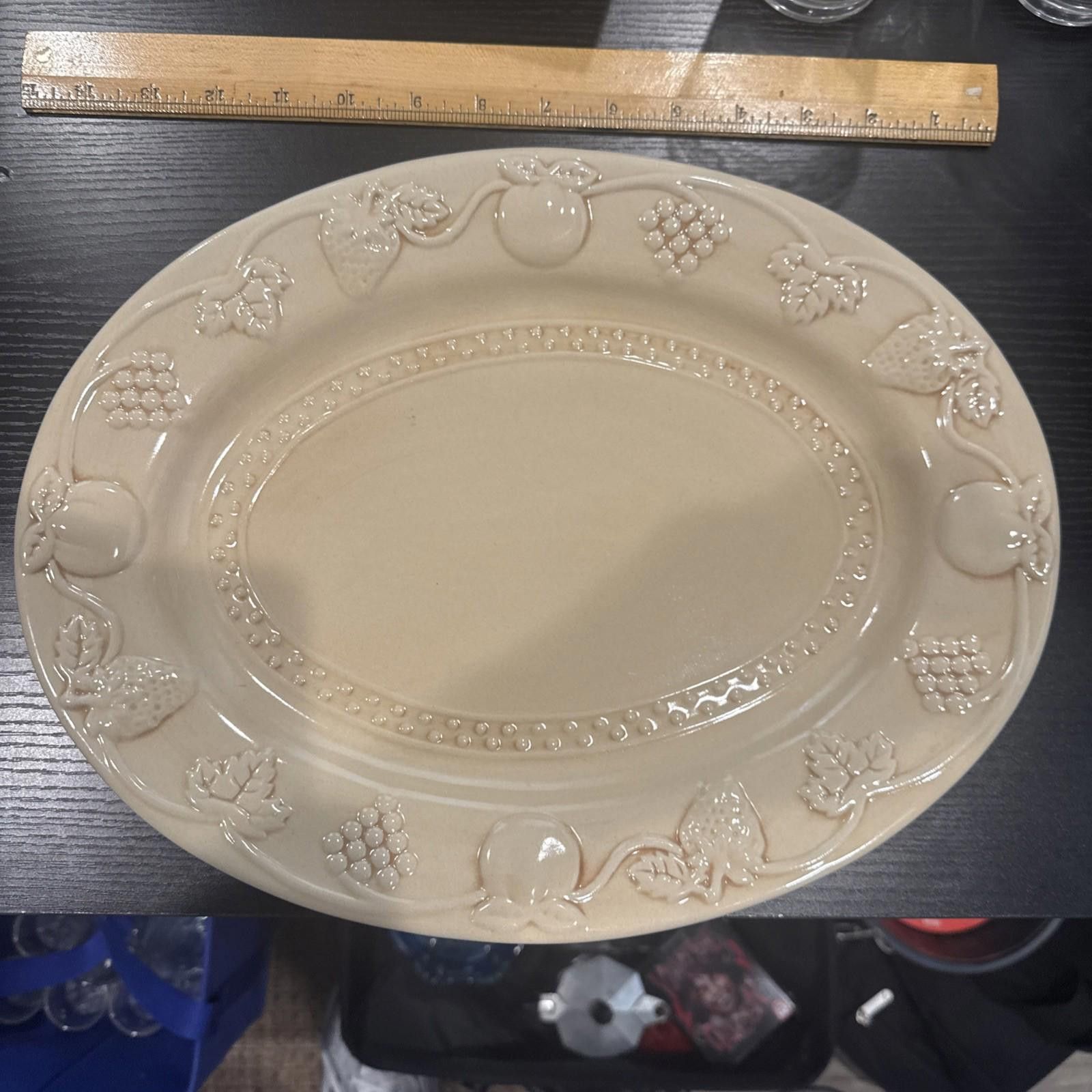 Designer Vintage Fruit Design Stoneware Platter 13 3/4" x 10 5/8" Size ONE SIZE - 1 Thumbnail
