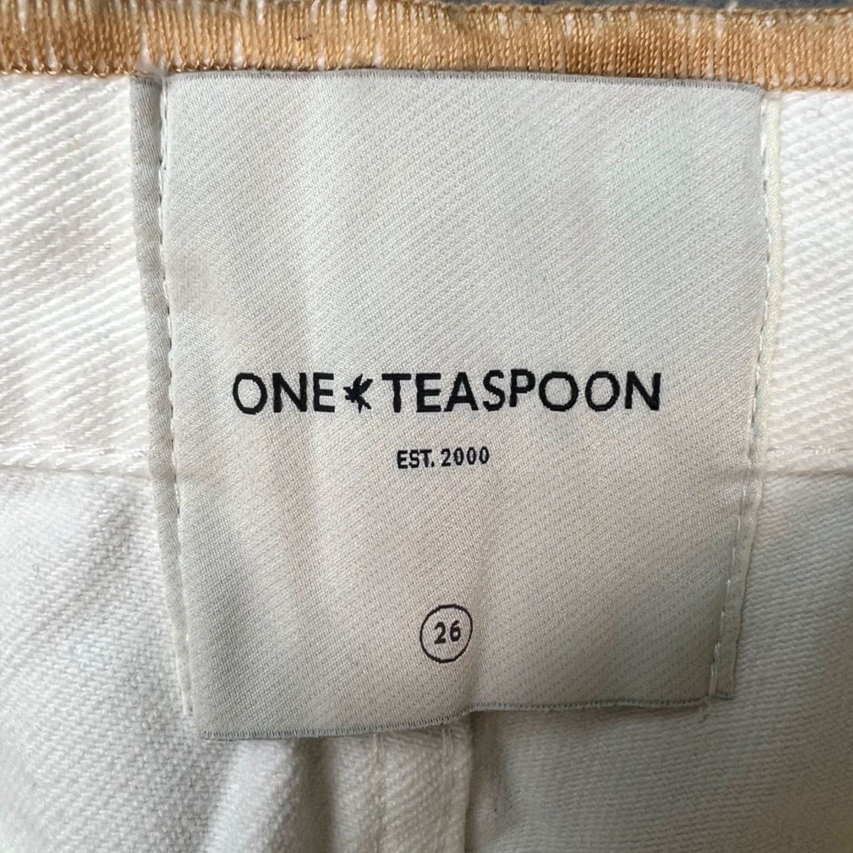 Vintage One Teaspoon Womens Size 26 White Straight-Leg Jeans With Beige Trim 100% Cotton Jeans Womens 26 White Denim 90s? Size 26" / US 2 / IT 38 - 3 Thumbnail