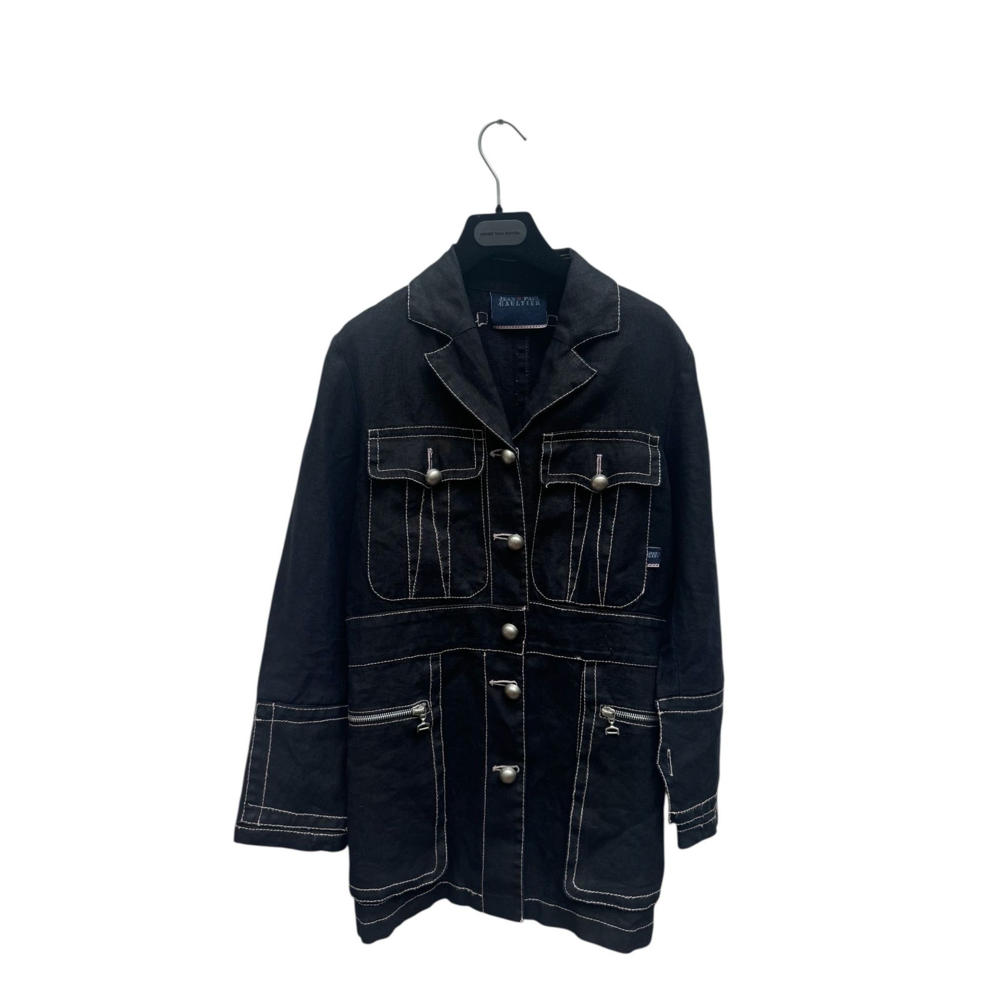 Jean Paul Gaultier Vintage Black Linen Blazer Jacket Size S / US 4 / IT 40 - 1 Thumbnail