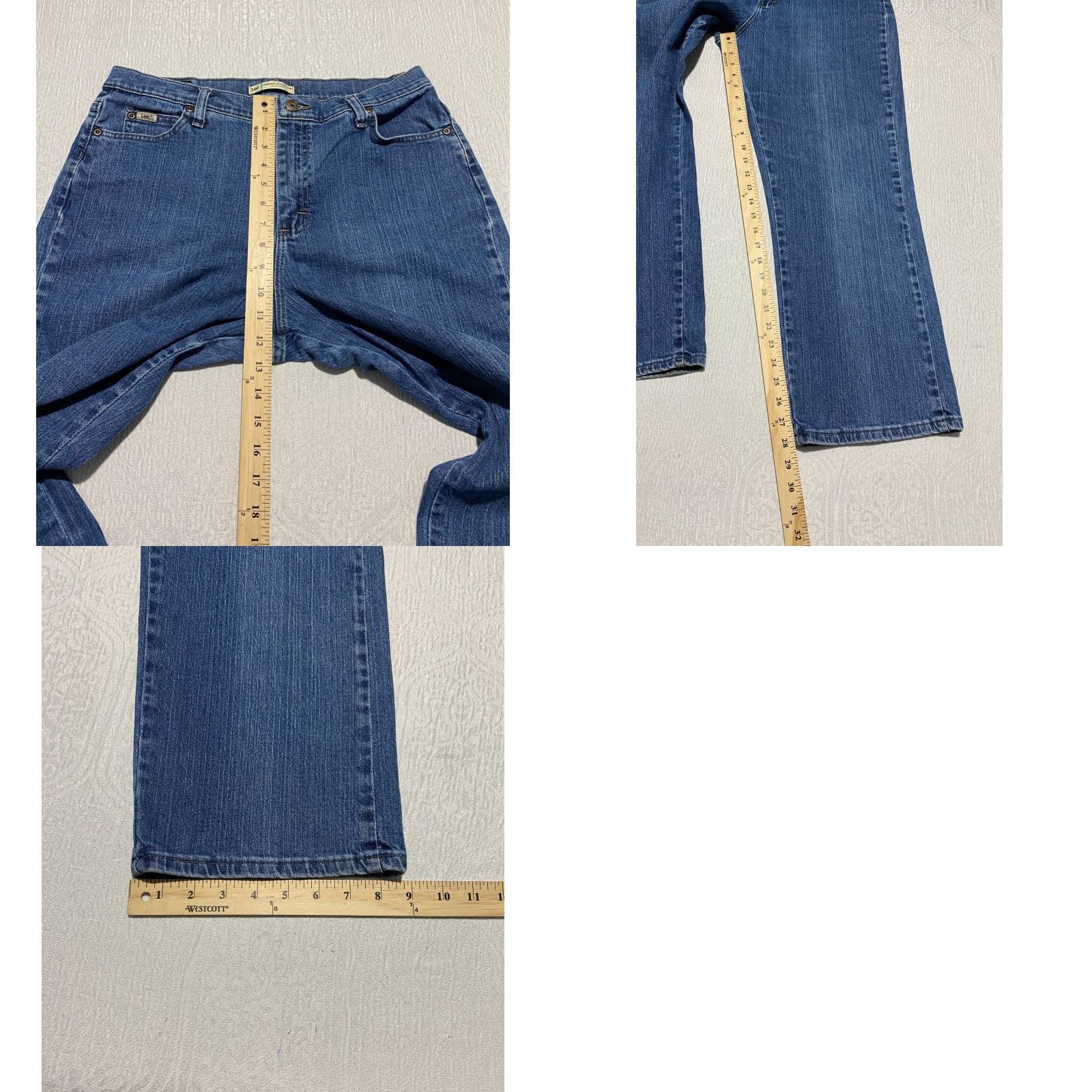 Lee Lee Women's Jeans Straight 14 Short Blue Relaxed Stretch Denim 5-Pocket Regular Rise High 90s Size 24" / US 00 / IT 34 - 8 Thumbnail