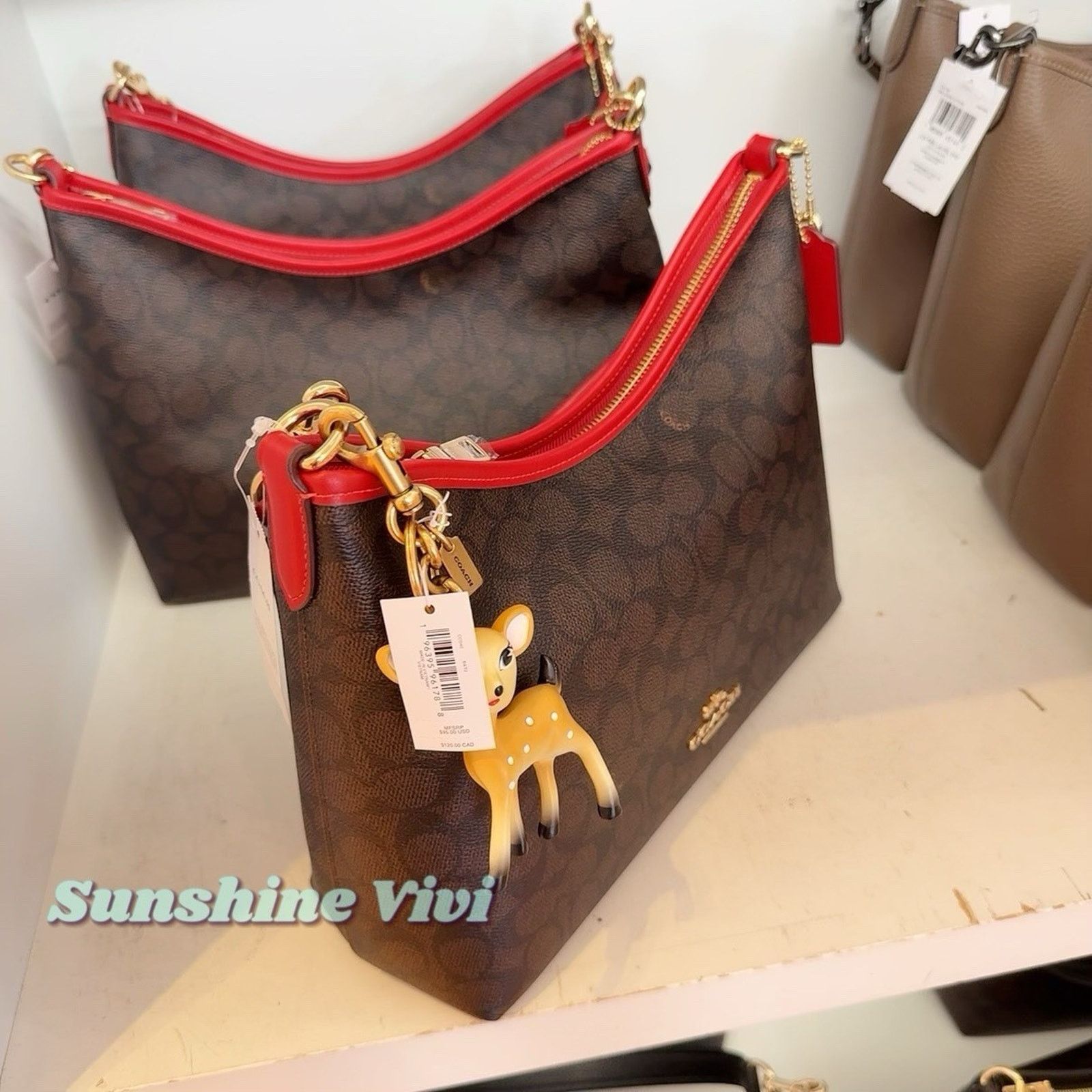 Coach NWT Bundle Coach Laurel Bag CV975 & CCD40 Deer Bag Charm Size ONE SIZE - 2 Thumbnail