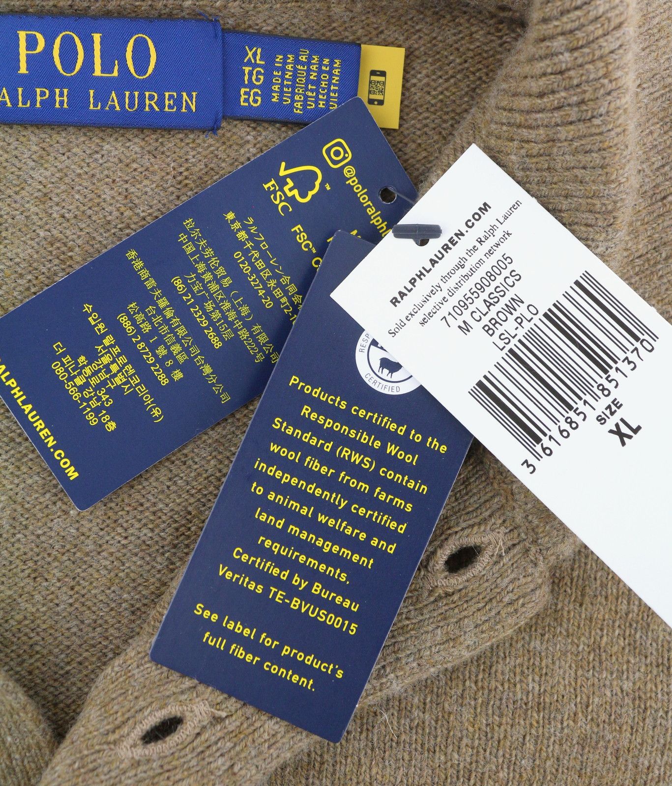 Ralph Lauren BROWN XL Wool Blend Polo Neck Pullover 86932 Size US XL / EU 56 / 4 - 6 Thumbnail
