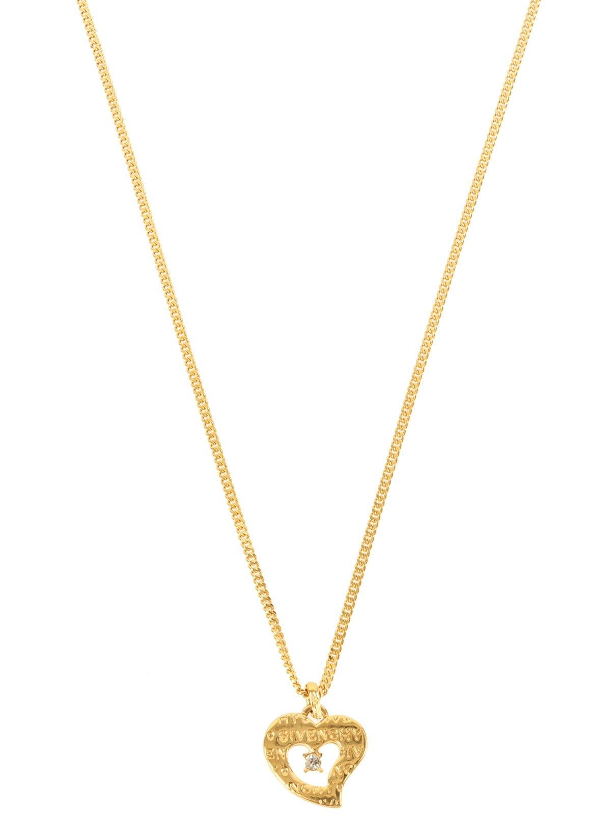 image of Givenchy Rhinestone Heart Logo Cutout Necklace Gold, Women's