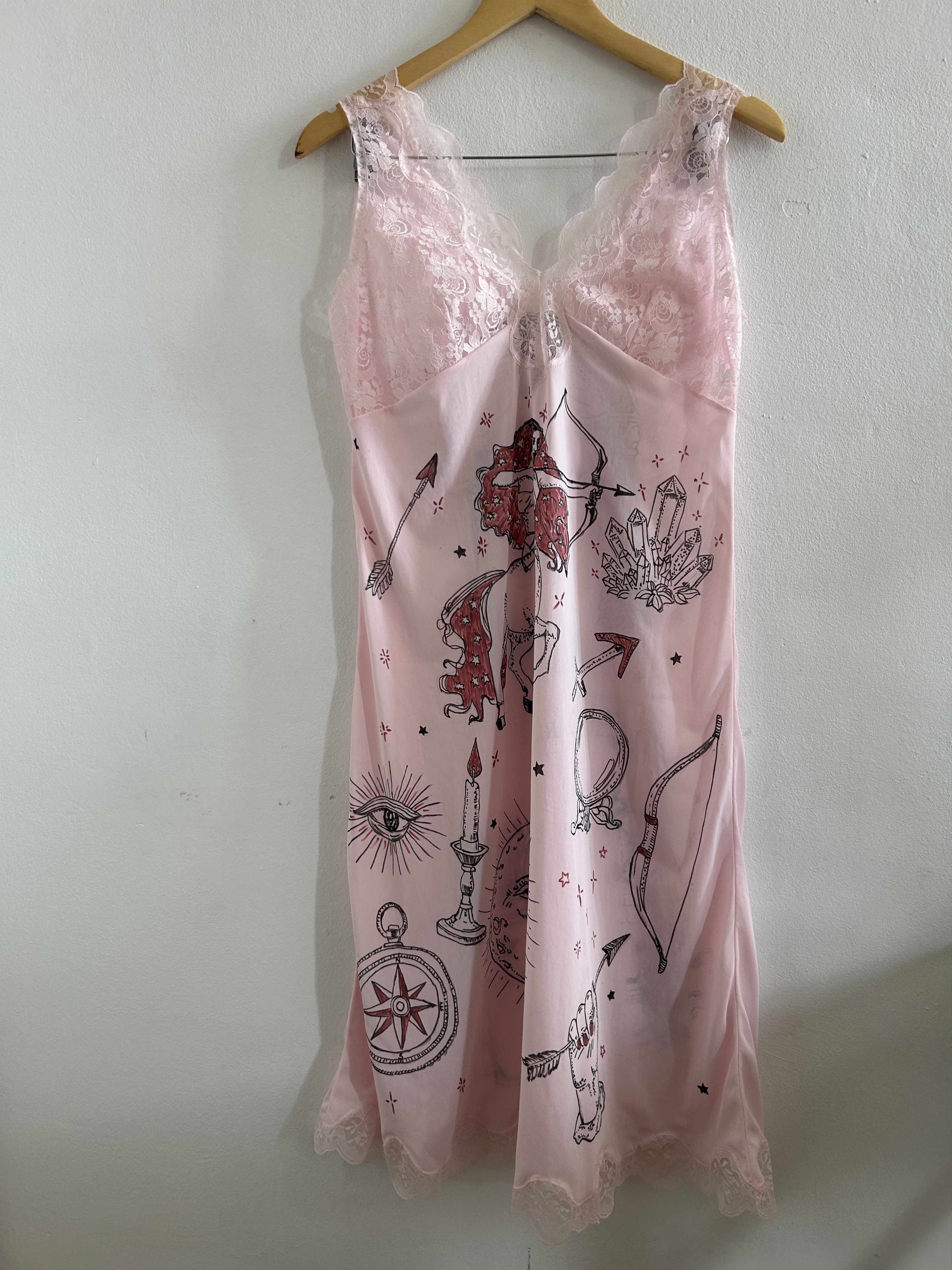 Custommade Handpainted Sagittarius Slip Dress Size L / US 10 / IT 46 - 8 Thumbnail