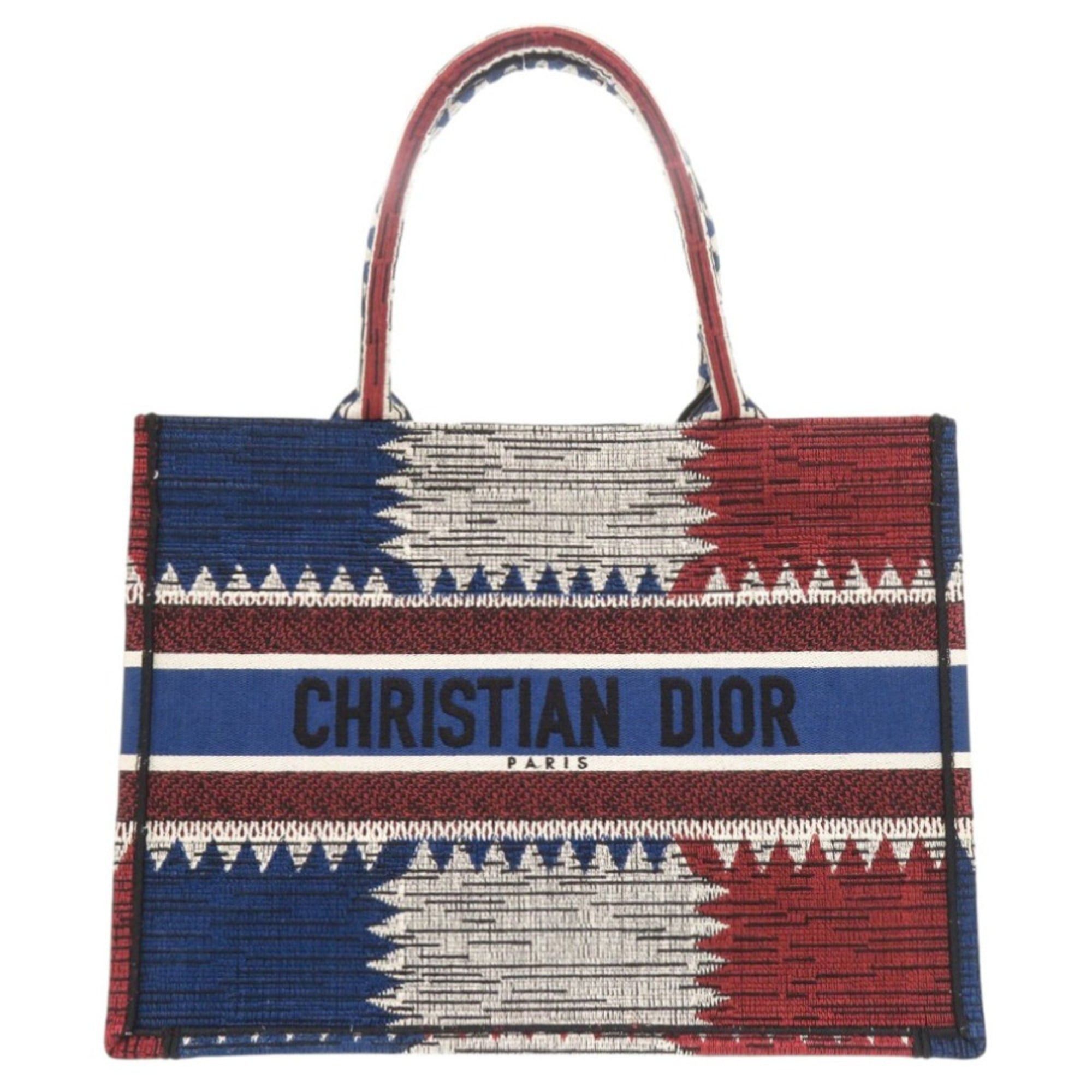 Dior Christian Dior Book Tote Medium French Flag Canvas Blue and Red Bag 0943 Size ONE SIZE - 1 Thumbnail