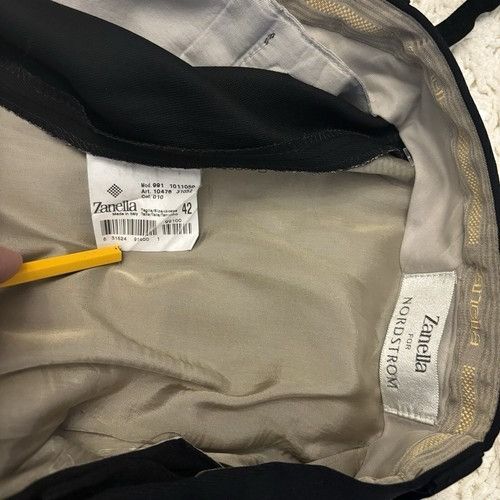 Zanella Zanella Men's Dress Pants Black 44x31.5 Wool Blend Pleated M Size 44R - 4 Thumbnail