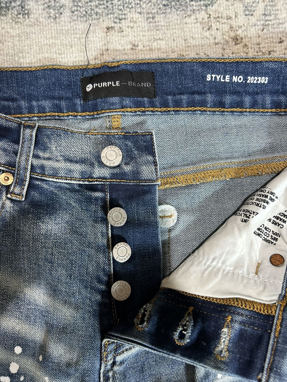 Purple Brand Purple Brand Blue Washed Paint Denim Size US 29 - 6 Thumbnail