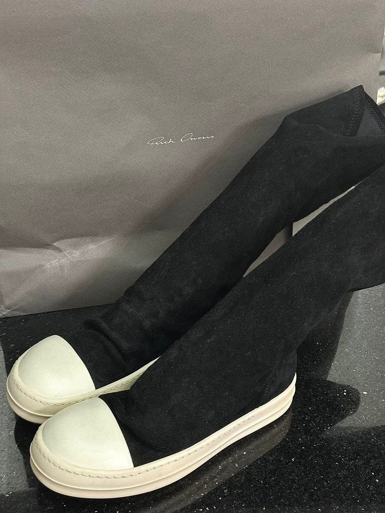 Rick Owens Rick Owens Black White Suede Goddess Boots-dmc Size US 7 / EU 40 - 1 Thumbnail