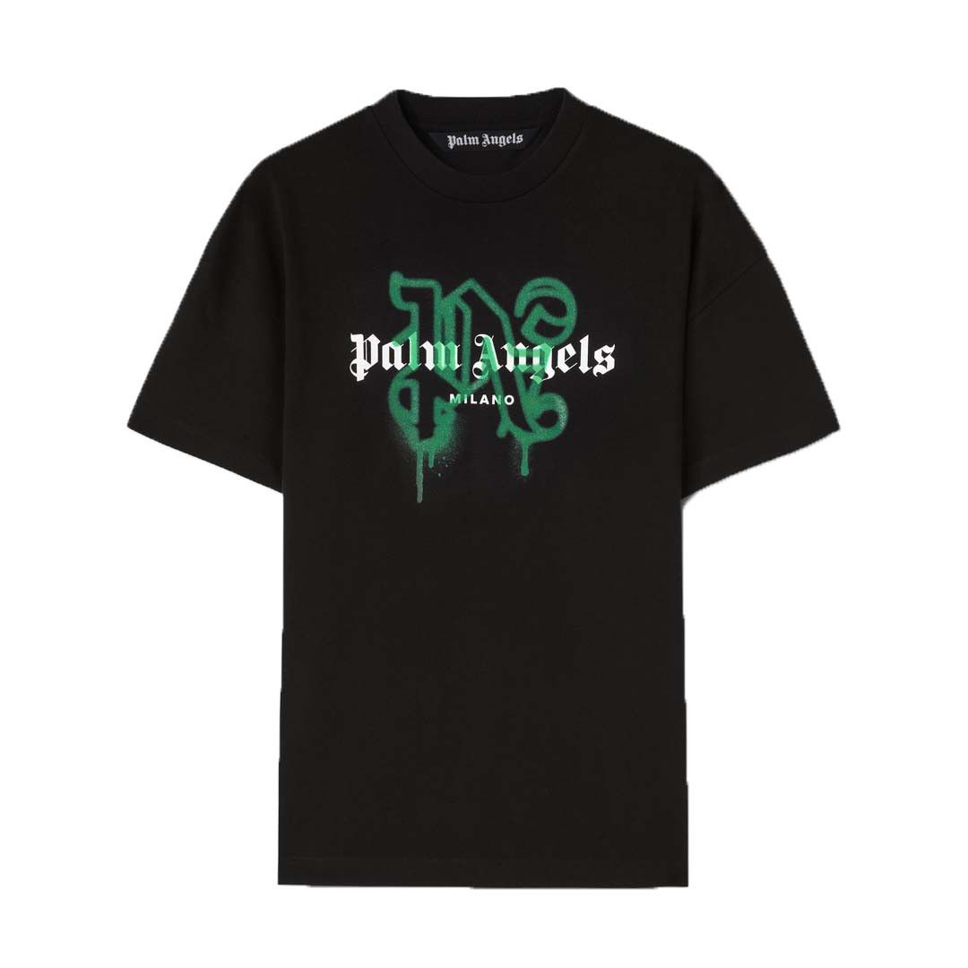 Palm Angels Milano Monogram Spray Tee Black Size US XL / EU 56 / 4 - 1 Thumbnail