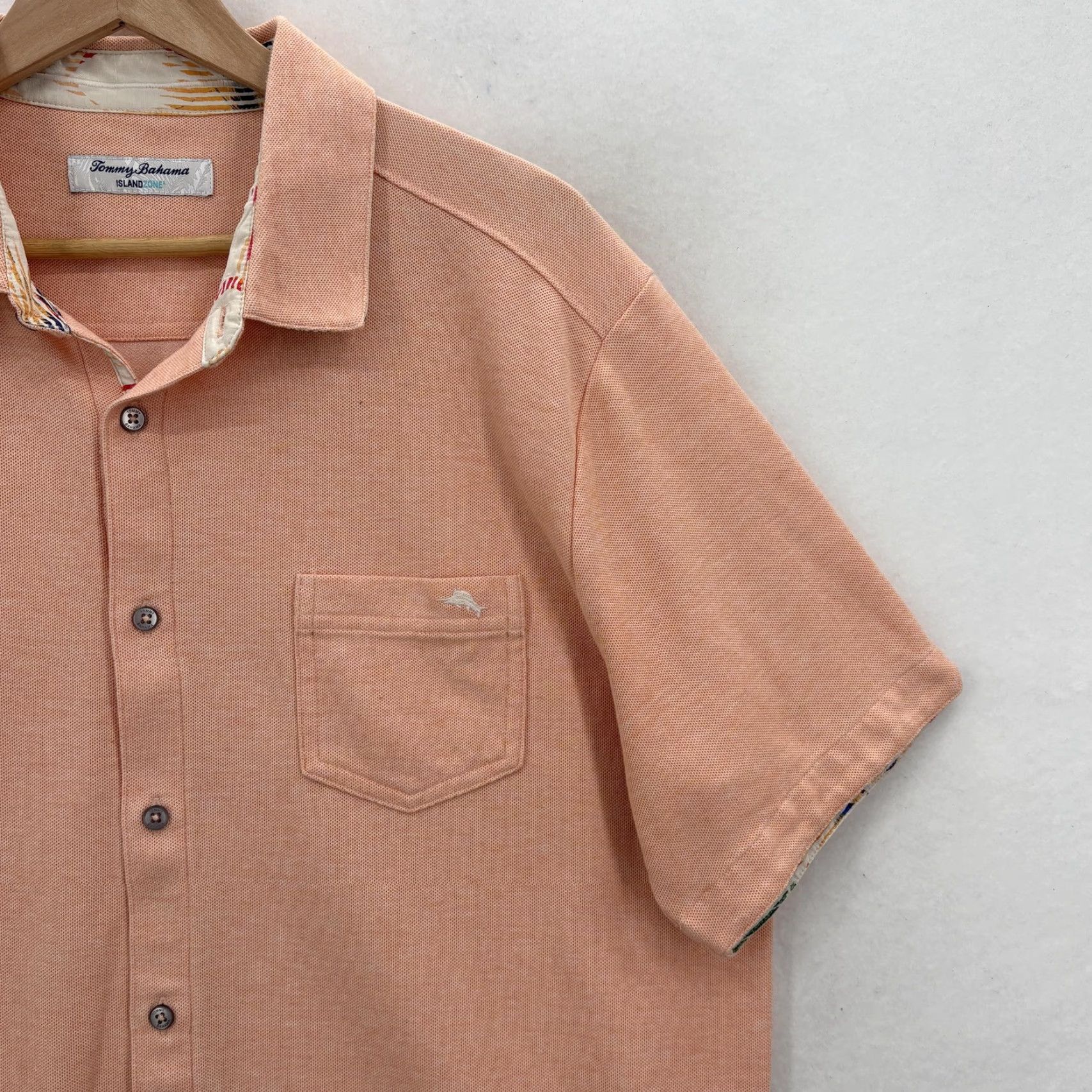 Tommy Bahama VINTAGE Tommy Bahama Shirt Mens Large Peach IslandZone Supima Cotton Knit Button Camp Size US L / EU 52-54 / 3 - 2 Thumbnail