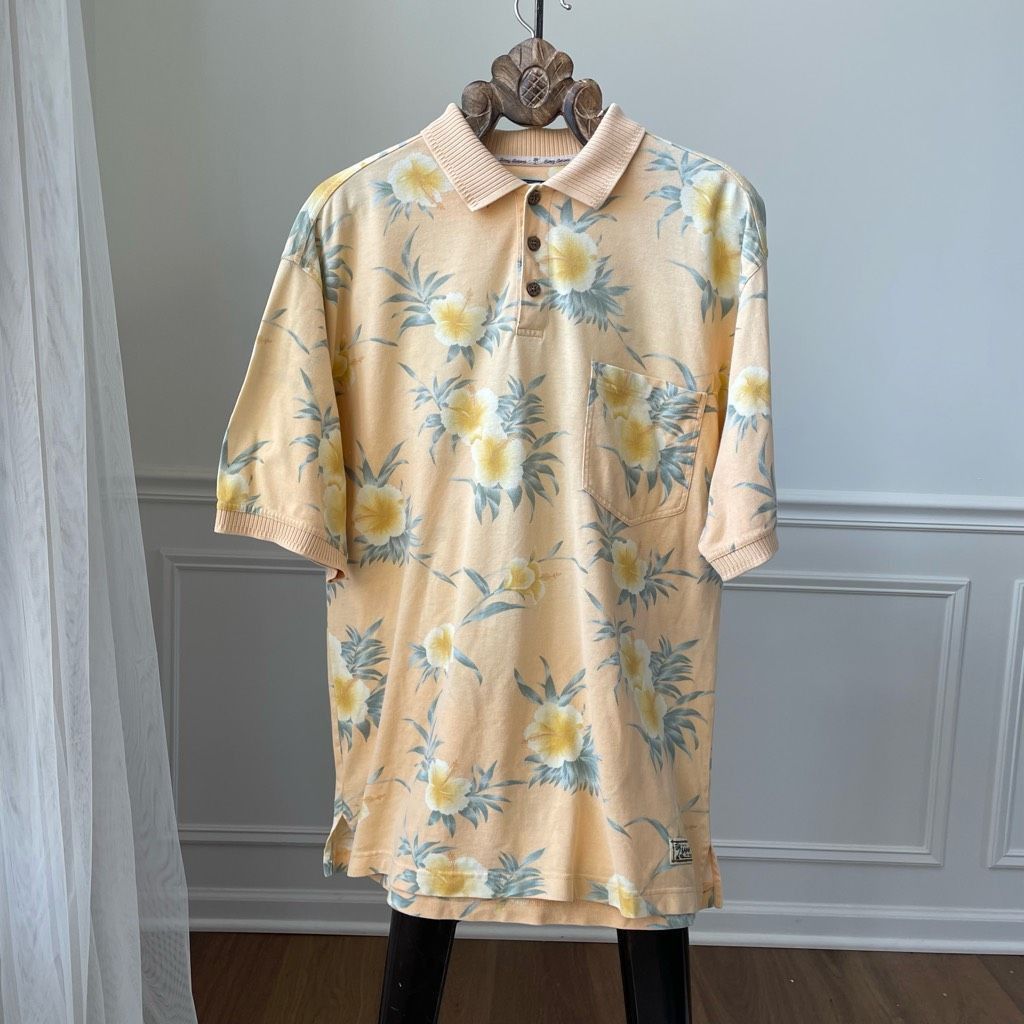 Tommy Bahama Vintage Tommy Bahama Tropical Hibiscus Flower Polo Golf Shir Size US L / EU 52-54 / 3 - 2 Thumbnail