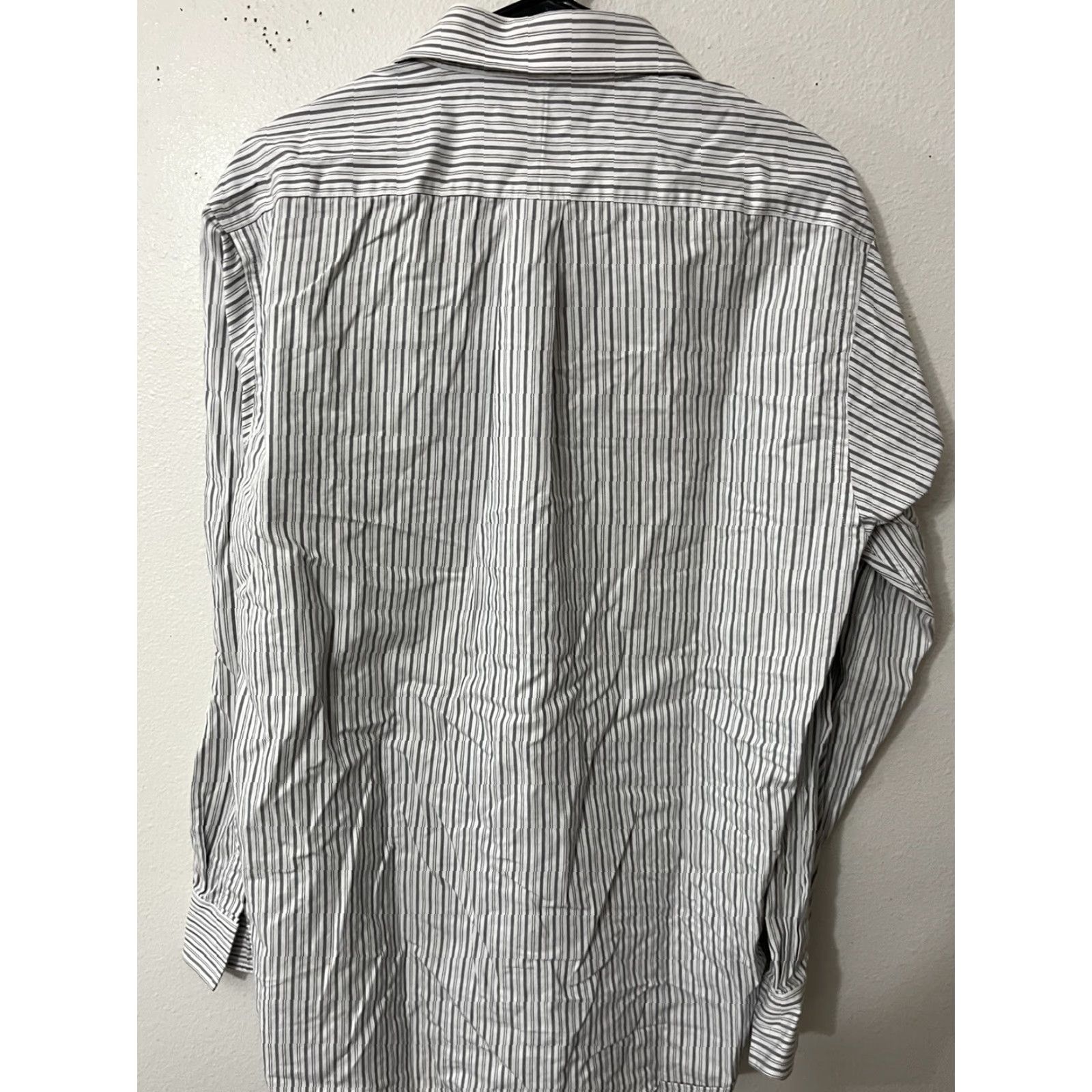 Michael Kors Michael Kors Dress Shirt White Striped Gray 16-34/35 Button Shirt 100% Cotton Men Long Sleeve Collared Spread Shirt 16 White Cotton Button-Up Mens Size 42R - 2 Thumbnail