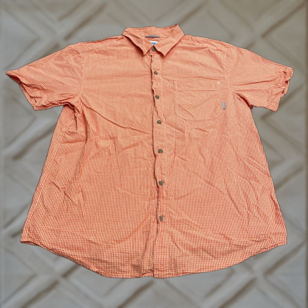 Vintage Columbia Shirt Mens L Orange Plaid Short Sleeve Button-Down Casual Outdoor All Seasons Breathable Easy Care Vintage No Size US L / EU 52-54 / 3 - 1 Thumbnail