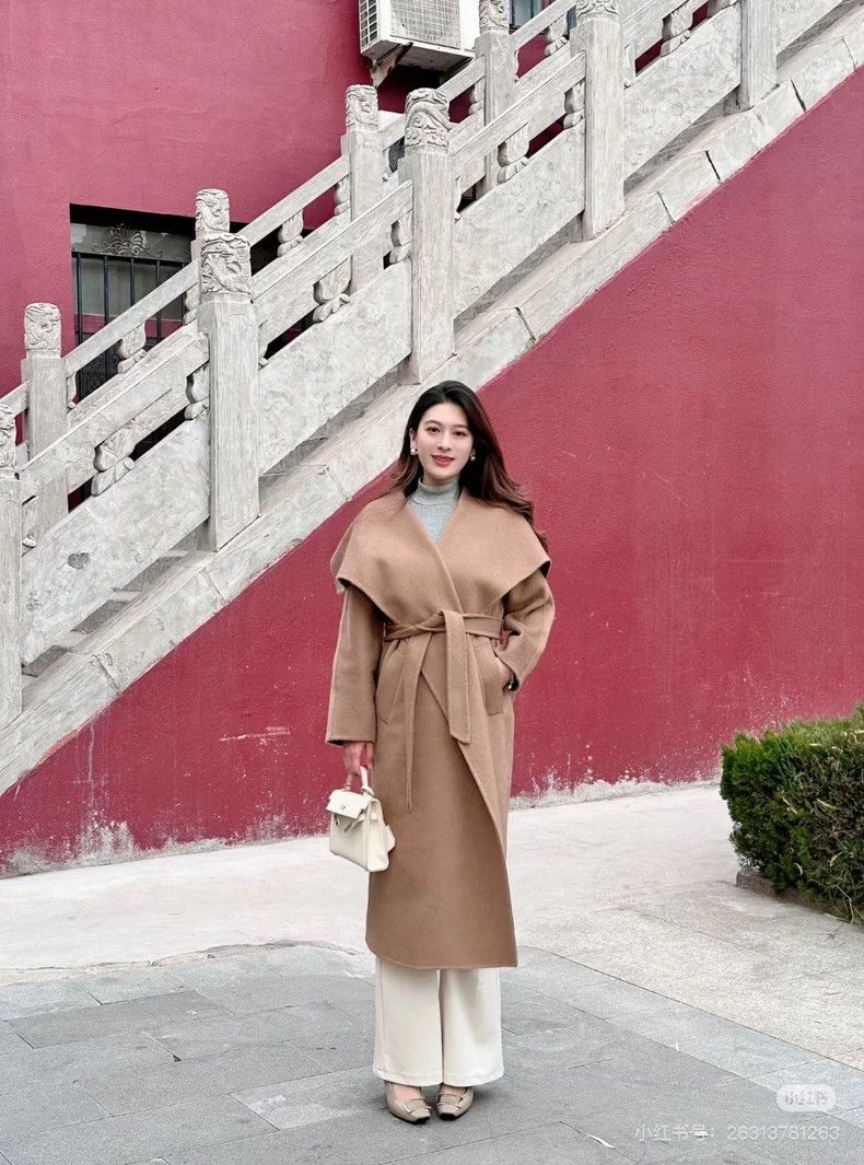 max mara Large lapel 100% cashmere water ripple coat